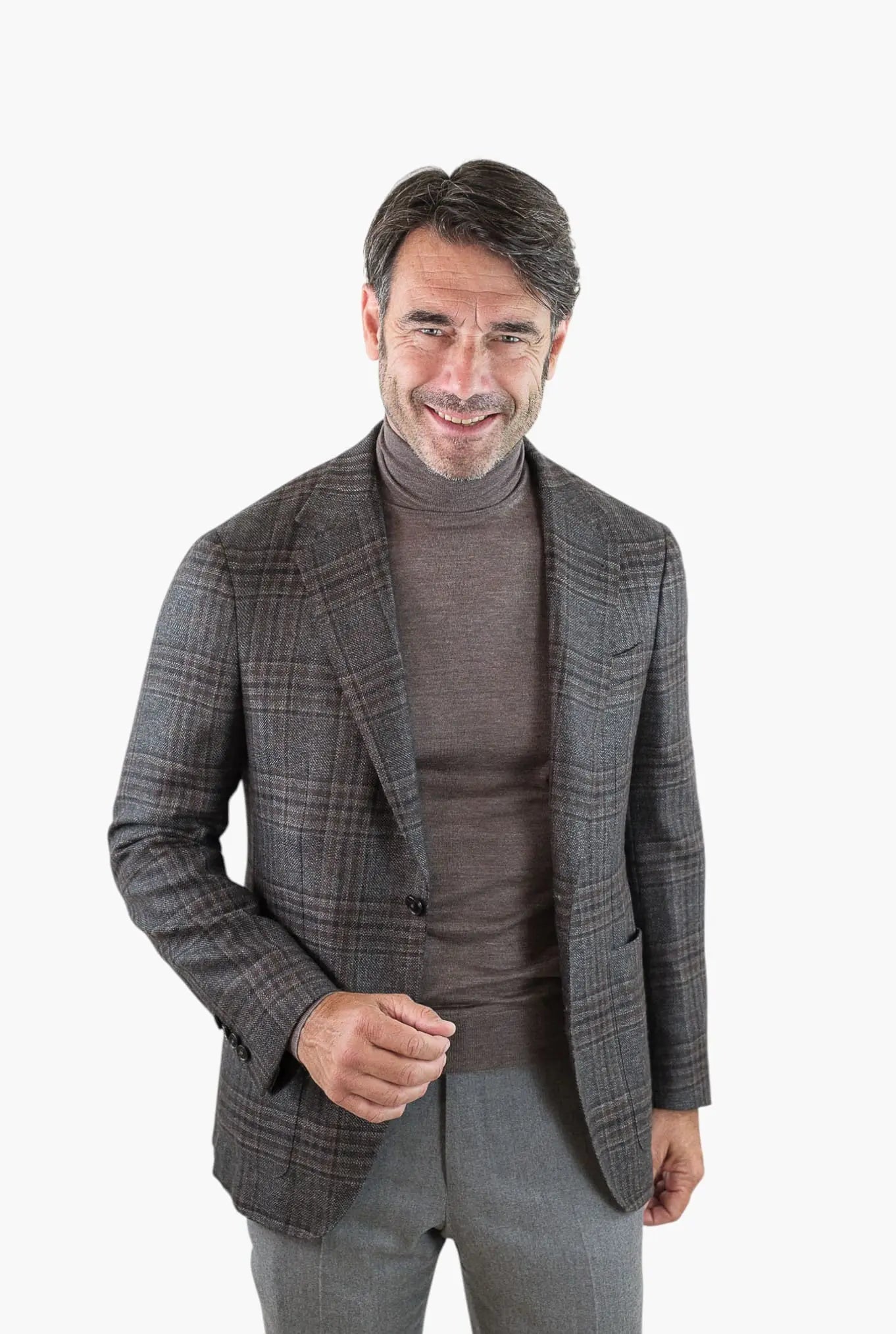 Giacca Check in Cashmere Marrone CANALI