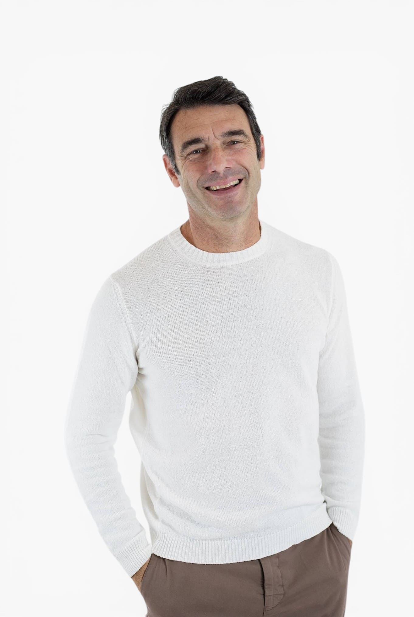 Girocollo ML in Ciniglia Bianco - Guarino Store