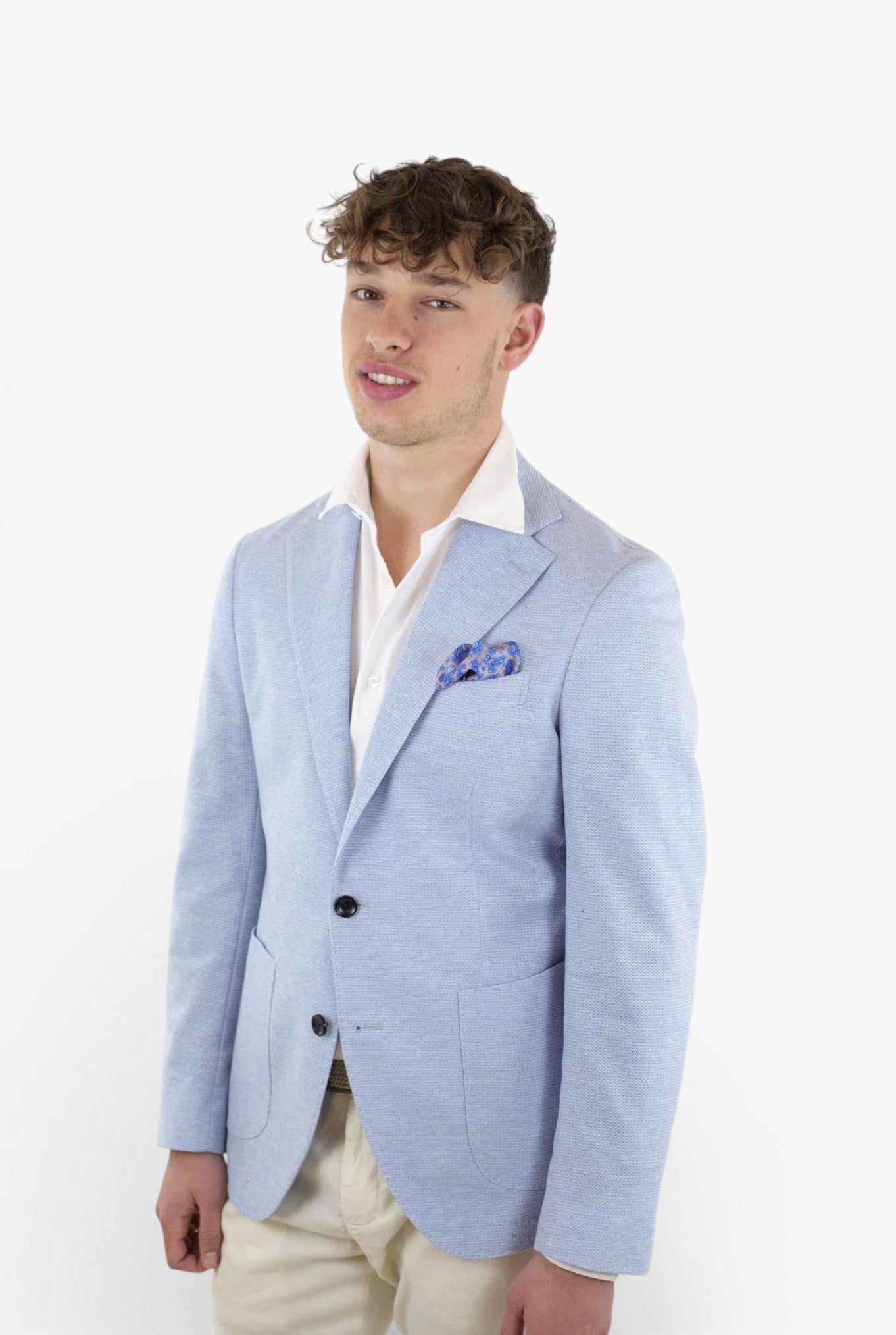 Giacca in Jersey di Cotone Celeste Mélange - Guarino Store