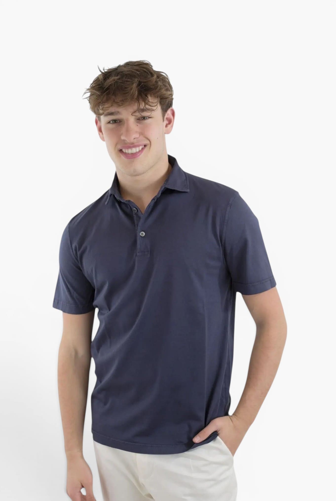 FEDELI Polo "Zero" MM Jersey Cotone Navy
