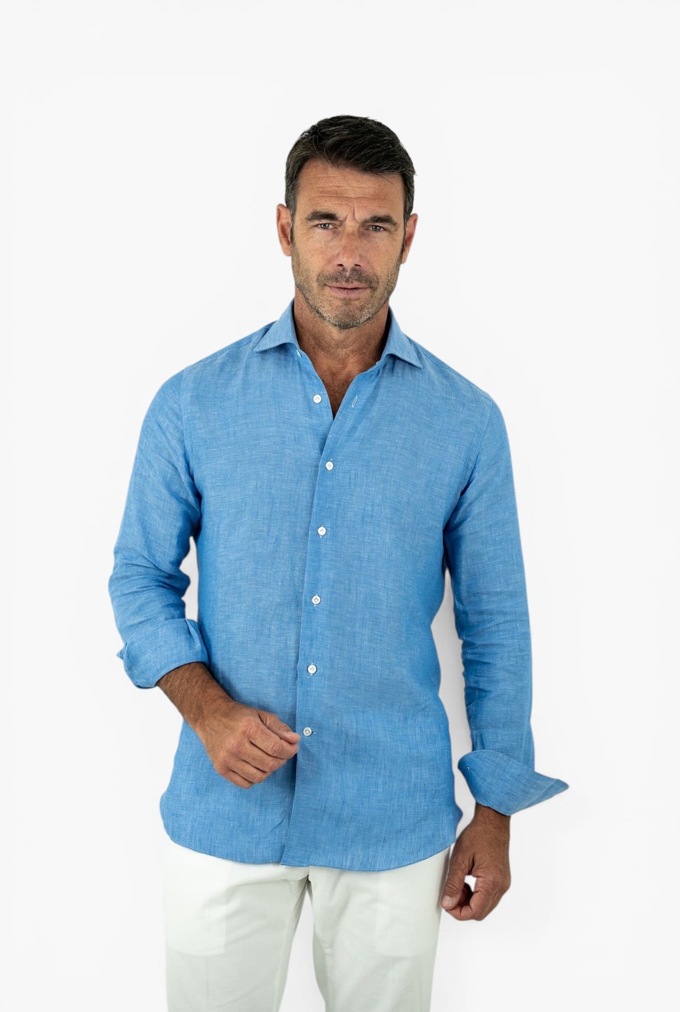 Camicia in Lino Azzurra - Guarino Store