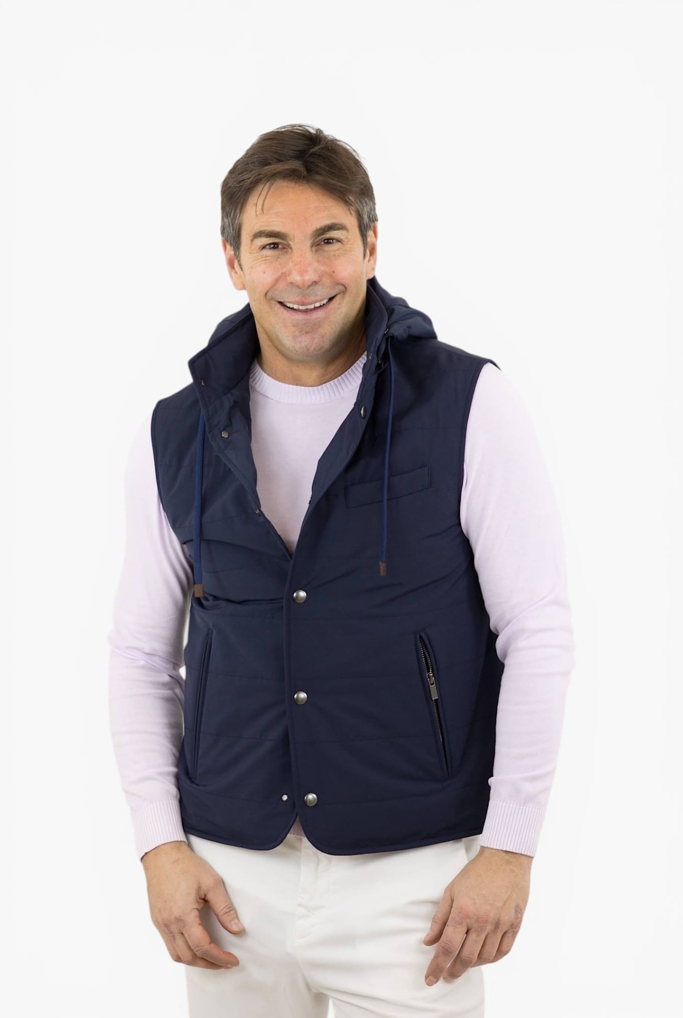 Gilet Cappuccio tessuto Loro Piana Blu - Guarino Store