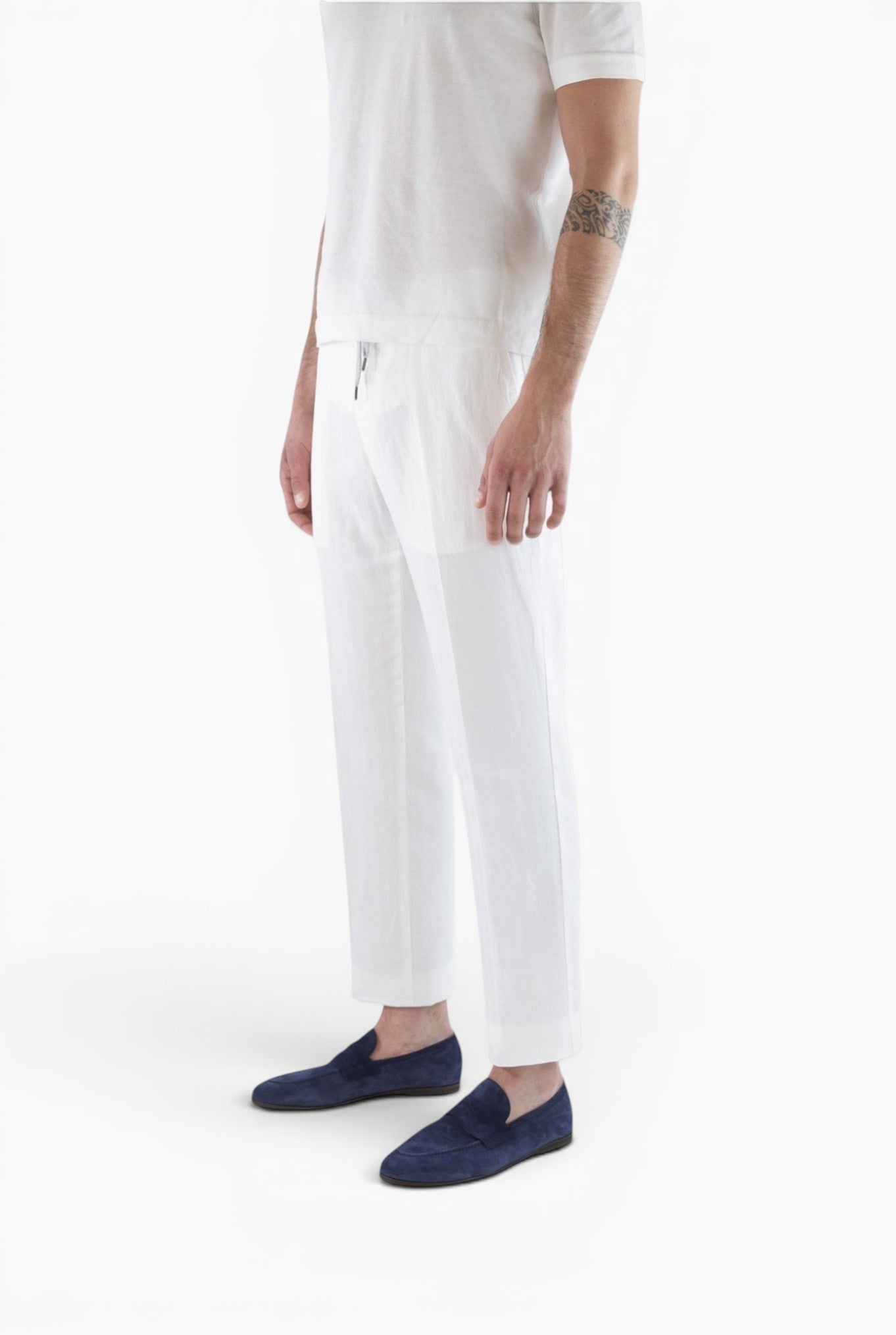 Pantaloni Coulisse Washed Spigati Bianchi PT