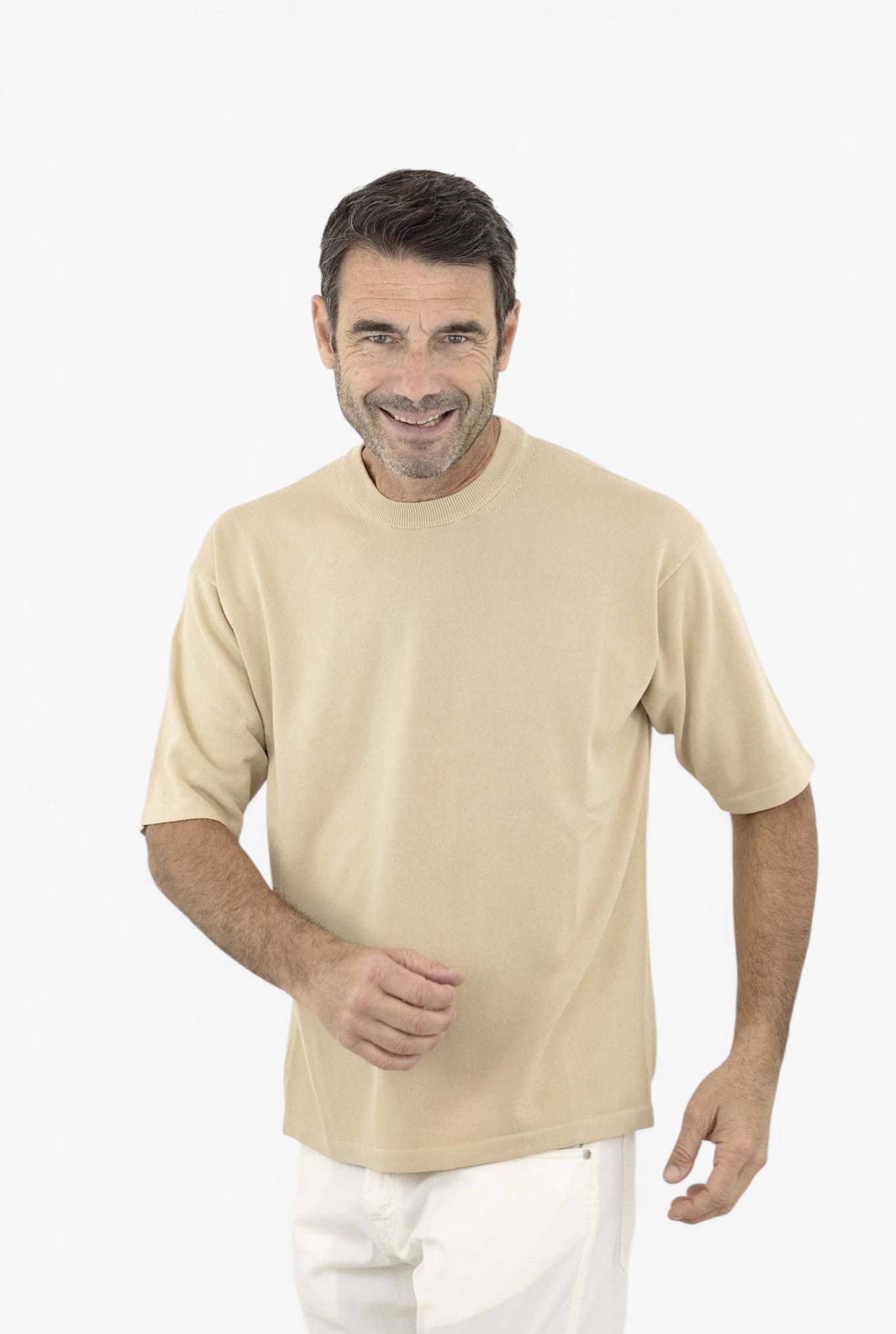 Girocollo Maniche Corte Boxy Beige - Guarino Store