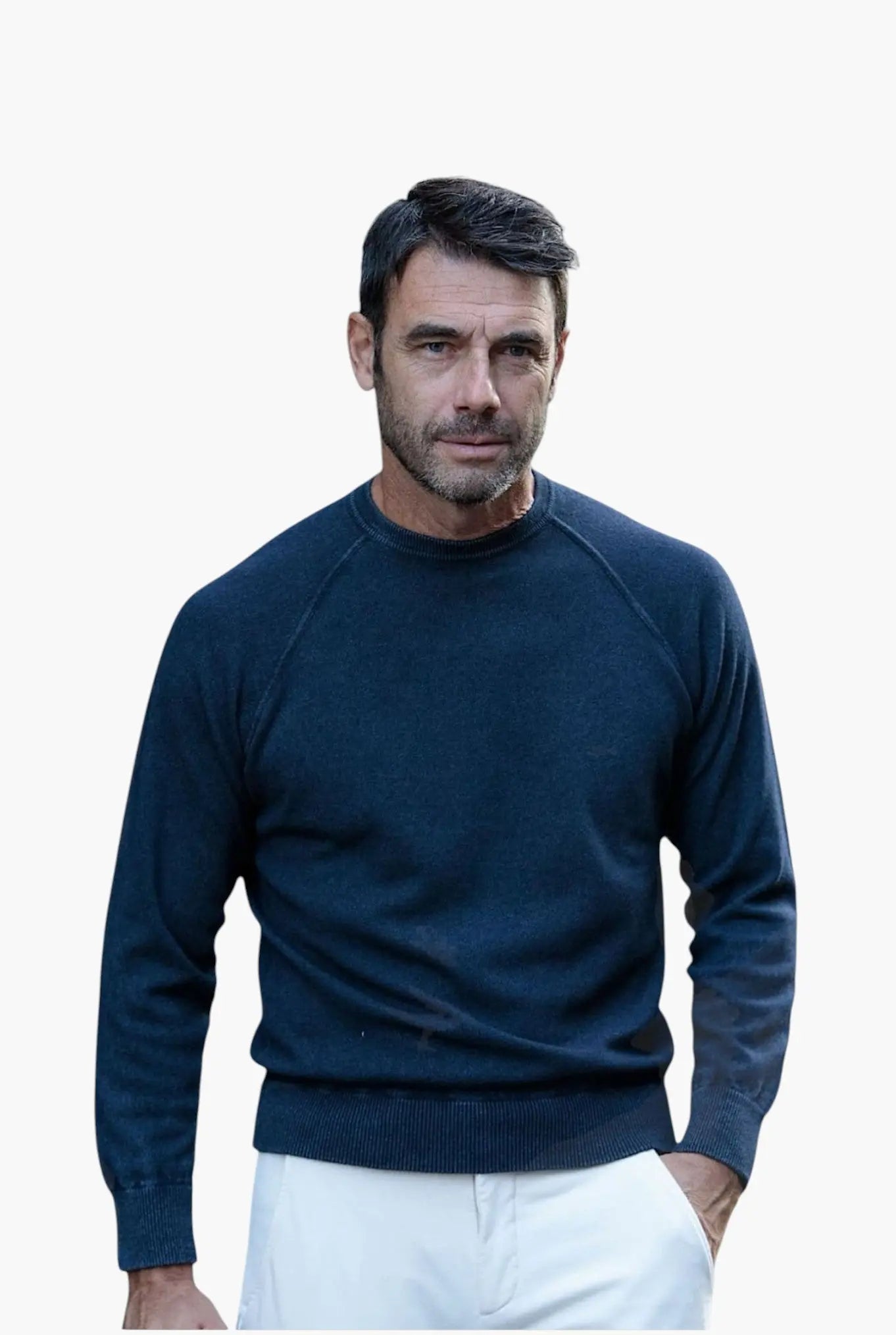 Girocollo Raglan Cashmere Old Dyed Blu GUARINO