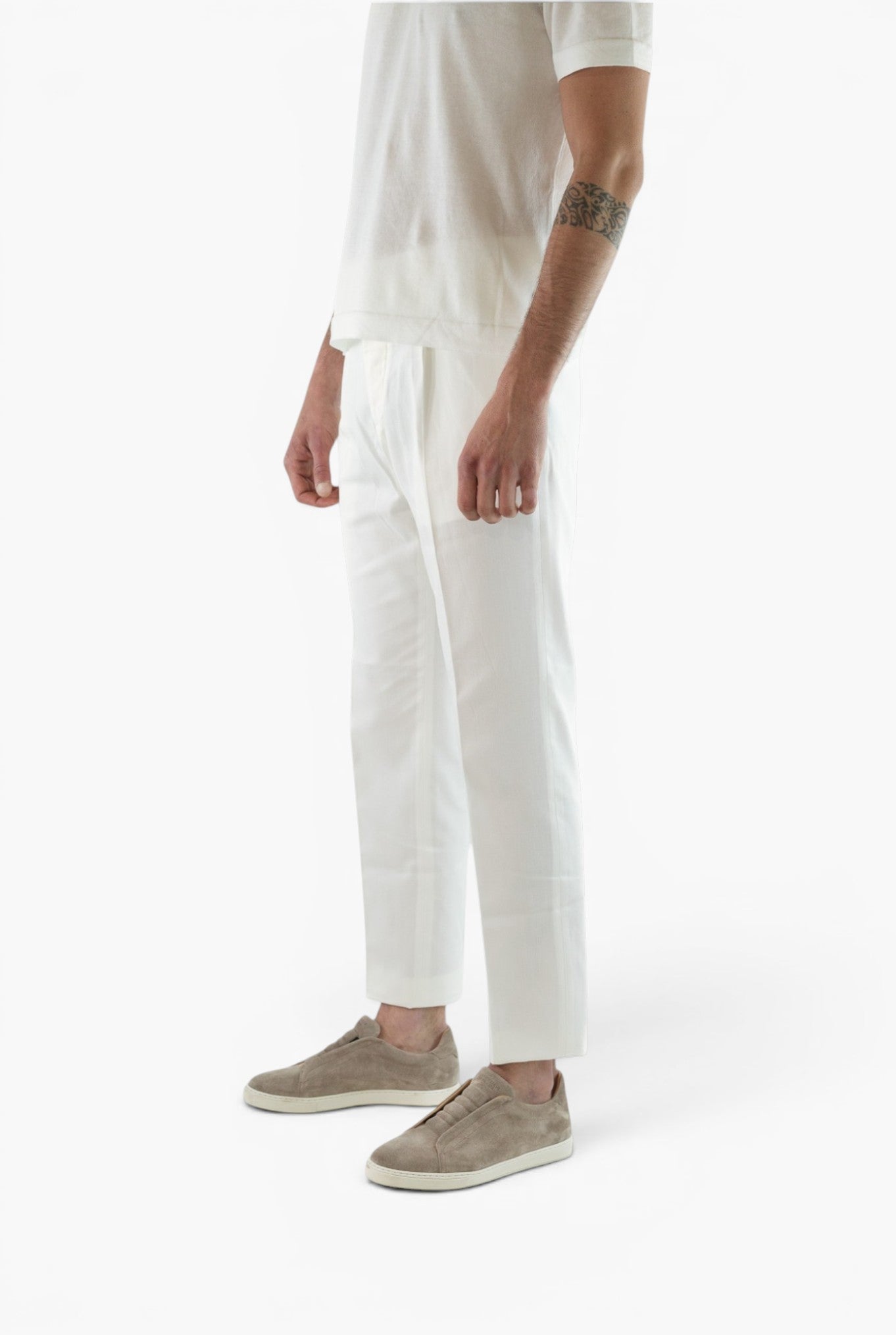 Pantaloni Cotone Crepe Bianco HINDUSTRIE