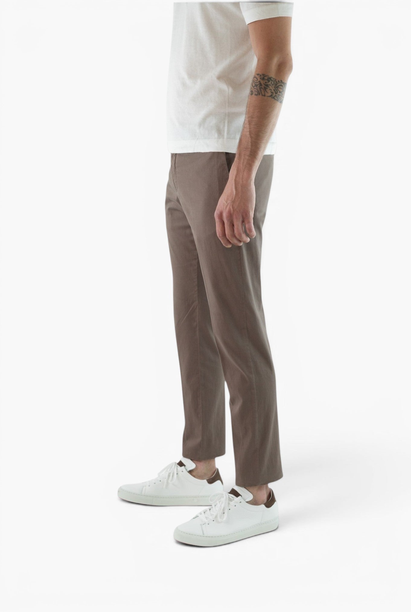 Pantaloni Supersoft Cotone Seta Tortora GUARINO