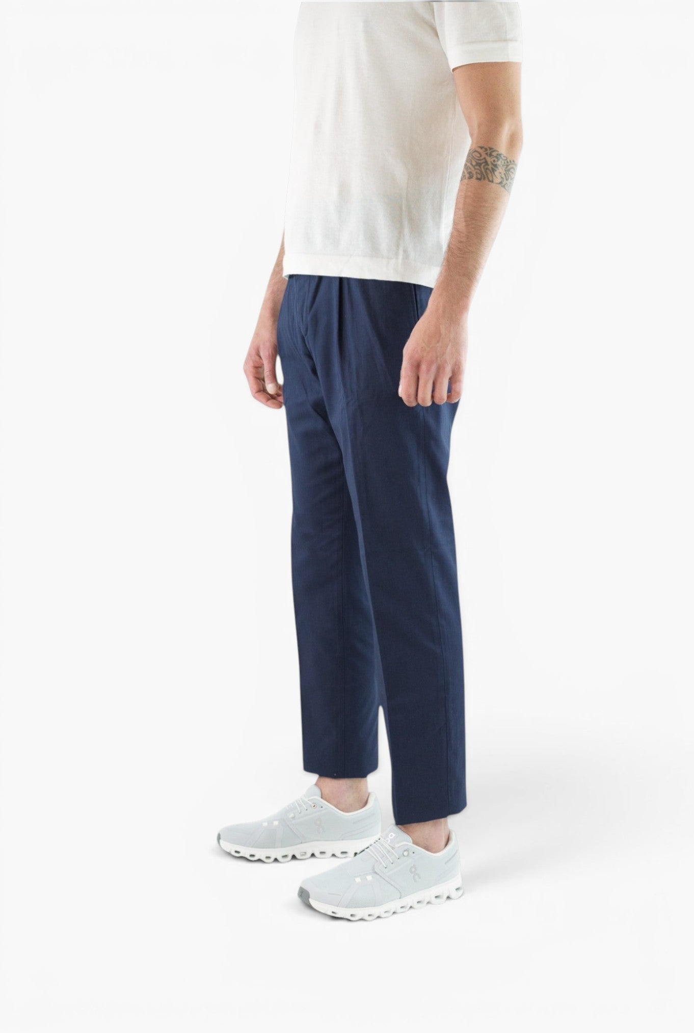Pantaloni Cotone Crepe Blu Navy HINDUSTRIE