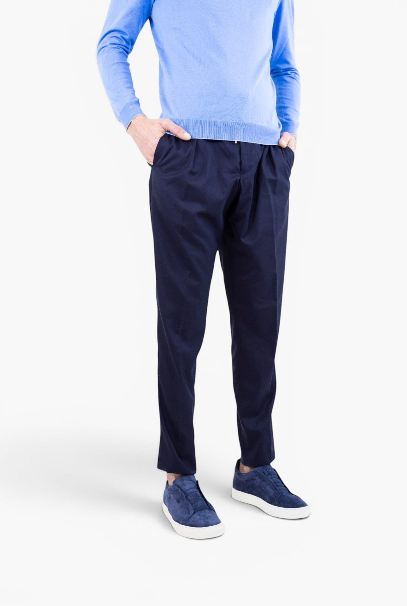 Pantaloni "Chiaia" Superlight Lana Seta Blu