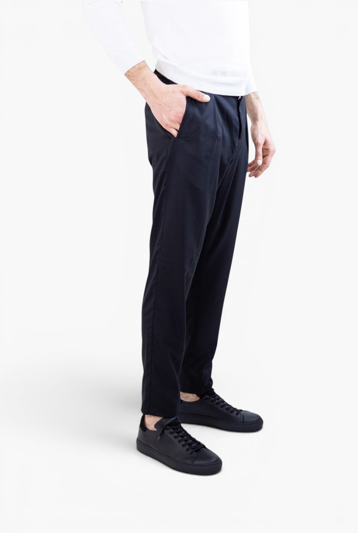 Pantaloni "Chiaia" Superlight Lana Seta Nero PESCAROLO