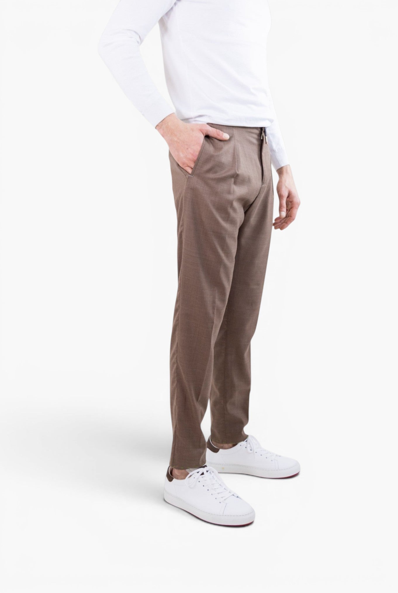 Pantaloni "Chiaia" Superlight Lana Seta Tabacco PESCAROLO