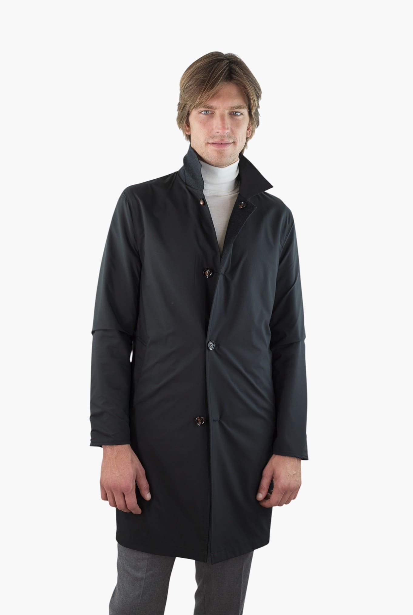 Reversible Wool and Nylon Coat Black/Black