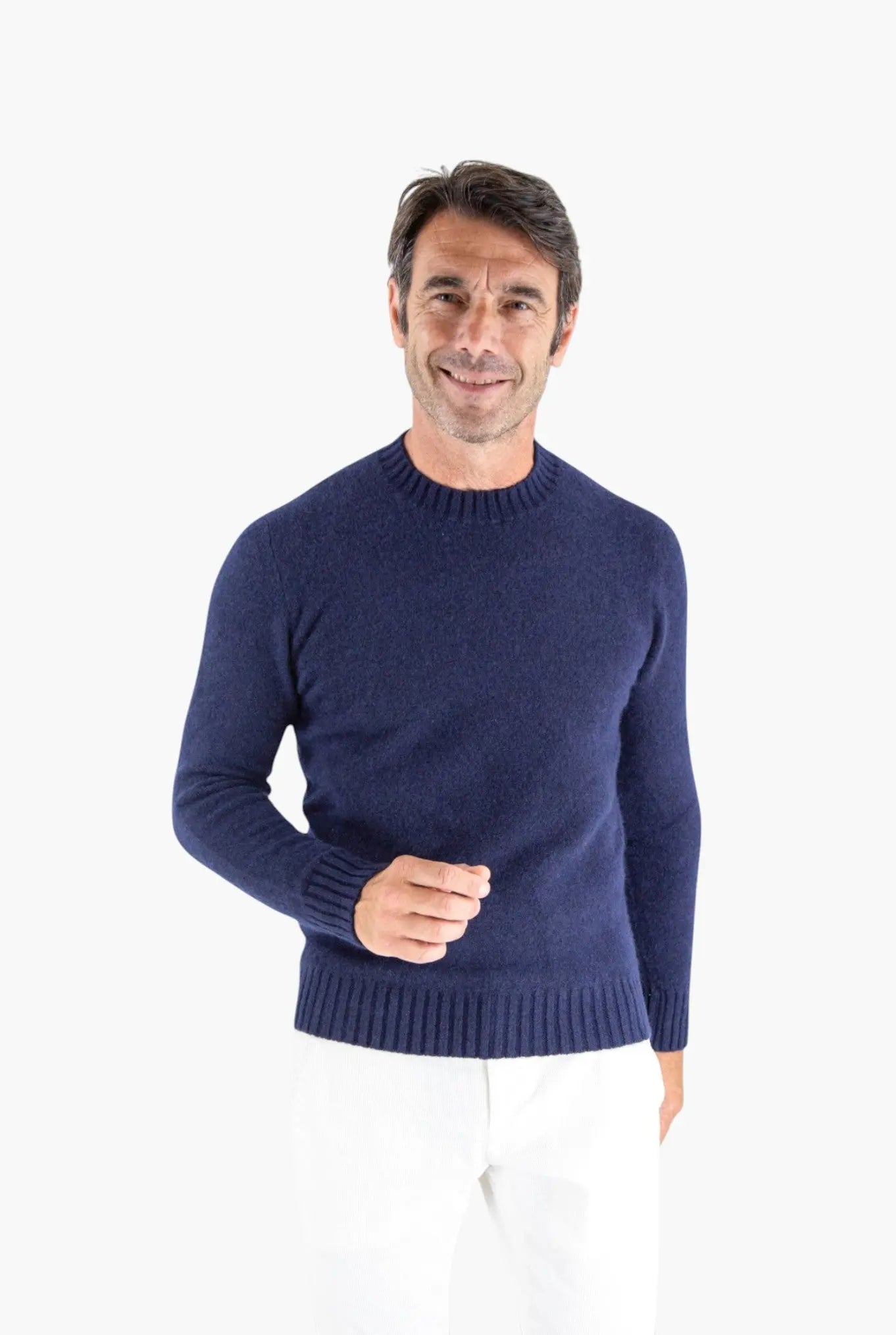 Girocollo Cashmere e Seta Blu Navy PIACENZA CASHMERE