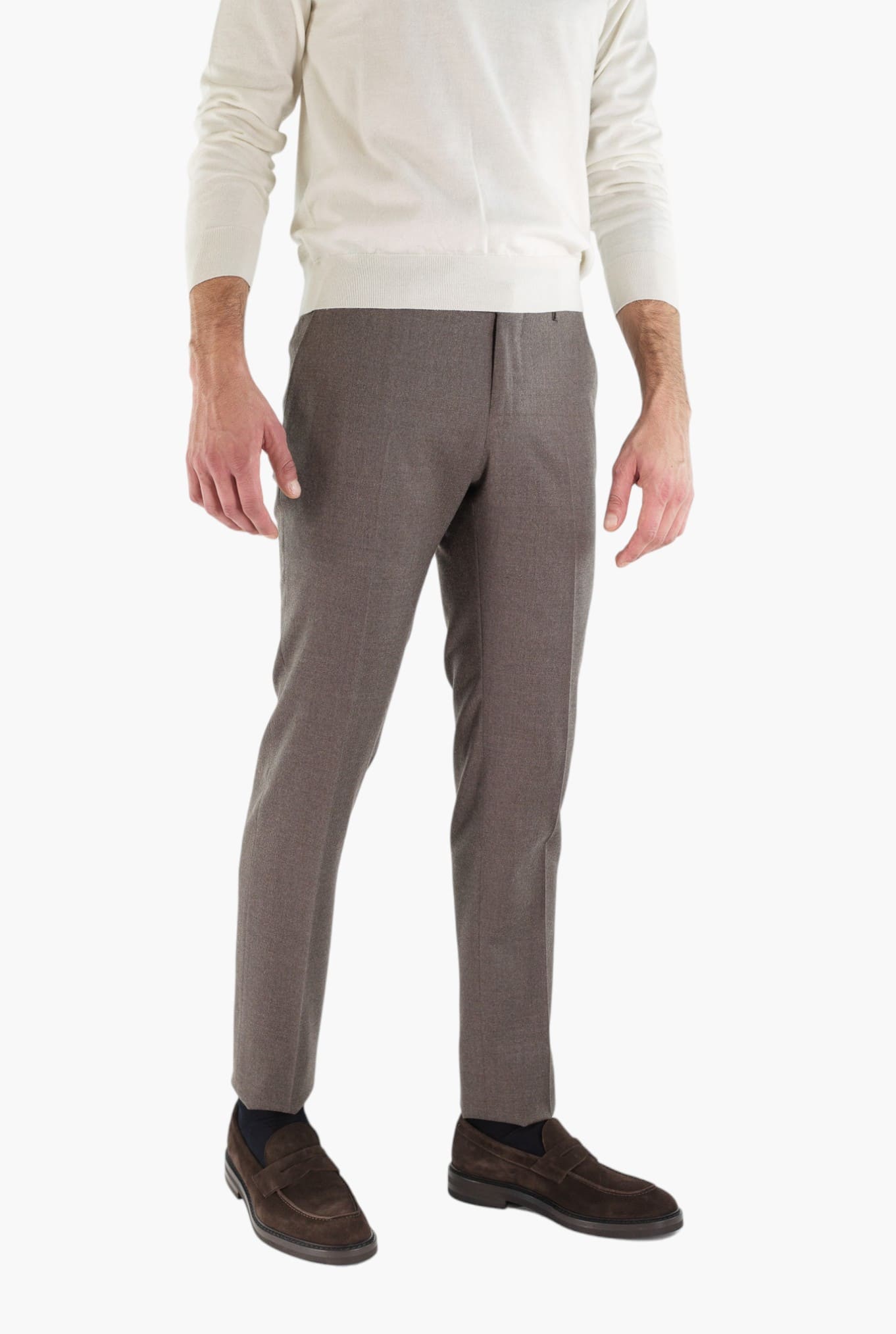 Pantaloni Flanella Lana Tortora