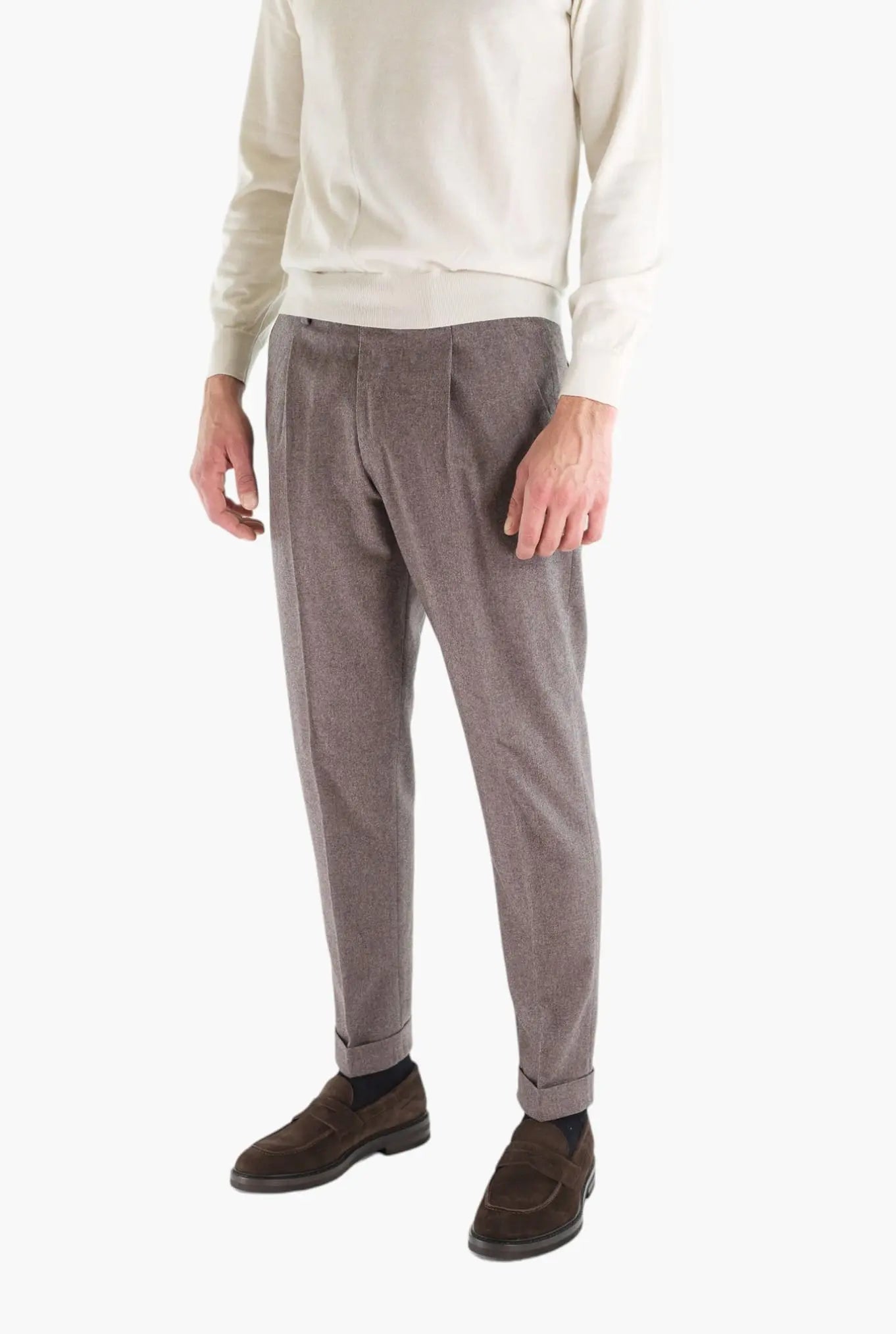 Pantaloni "Edge Rebel" Lana Cashmere Tortora PT