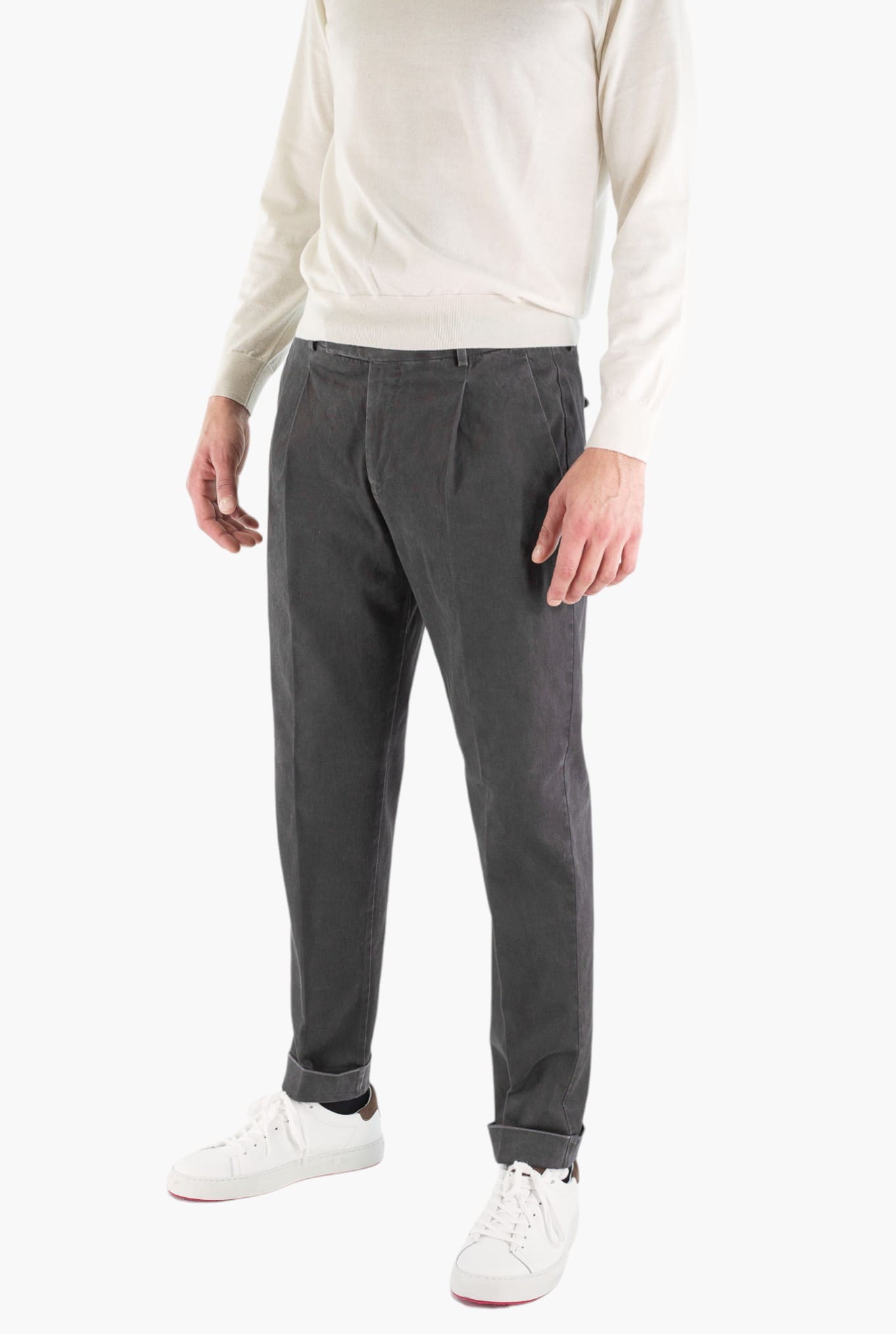 "Edge Rebel" Gabardine Cotton Trousers in Anthracite