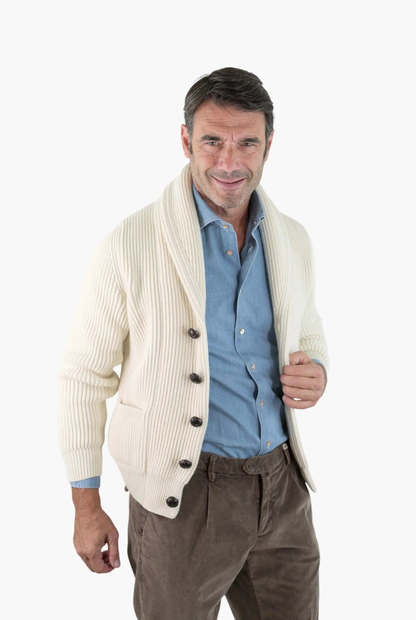 Cardigan Lana e Cashmere Bianco MC GEORGE OF SCOTLAND