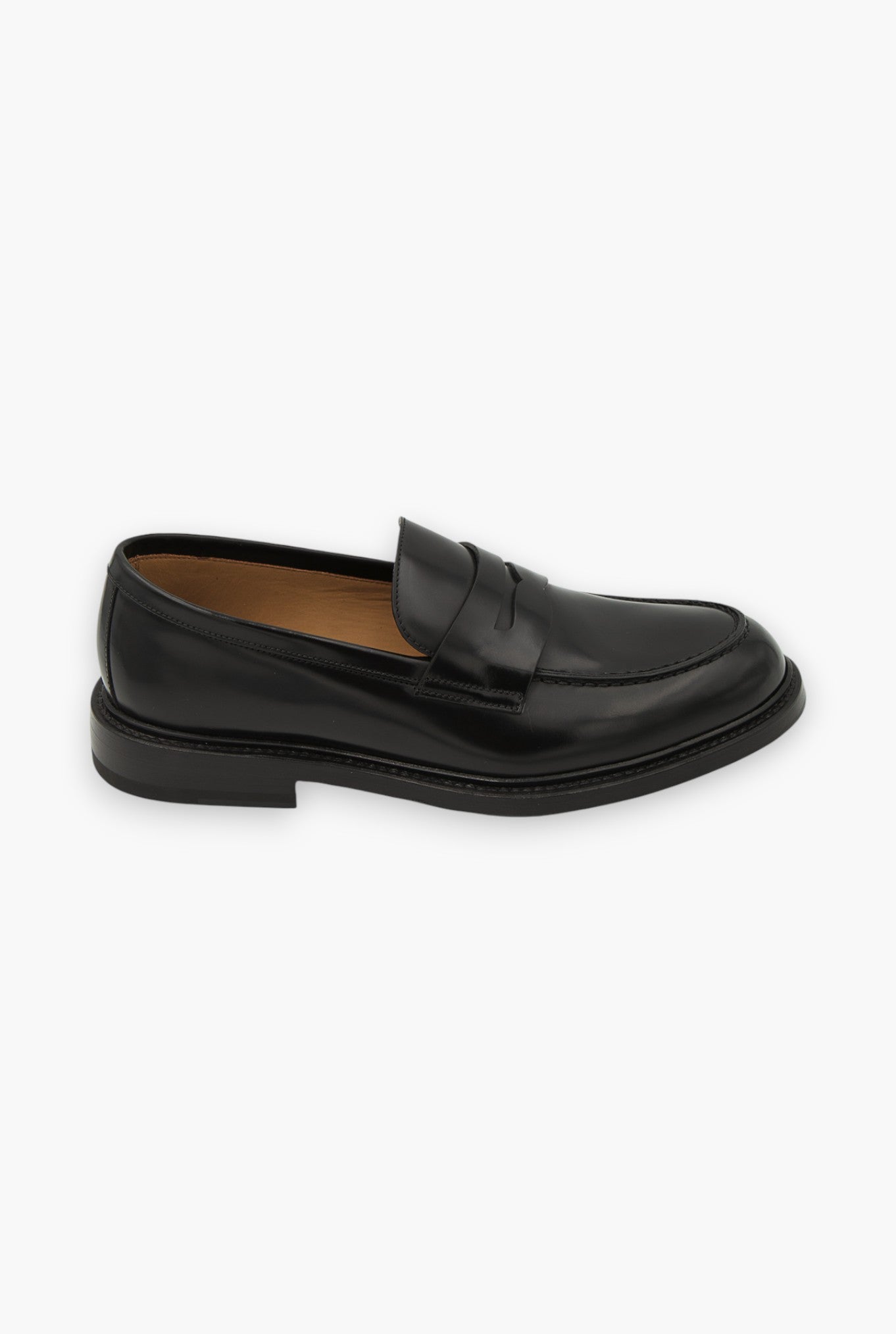 Black Leather College Loafers