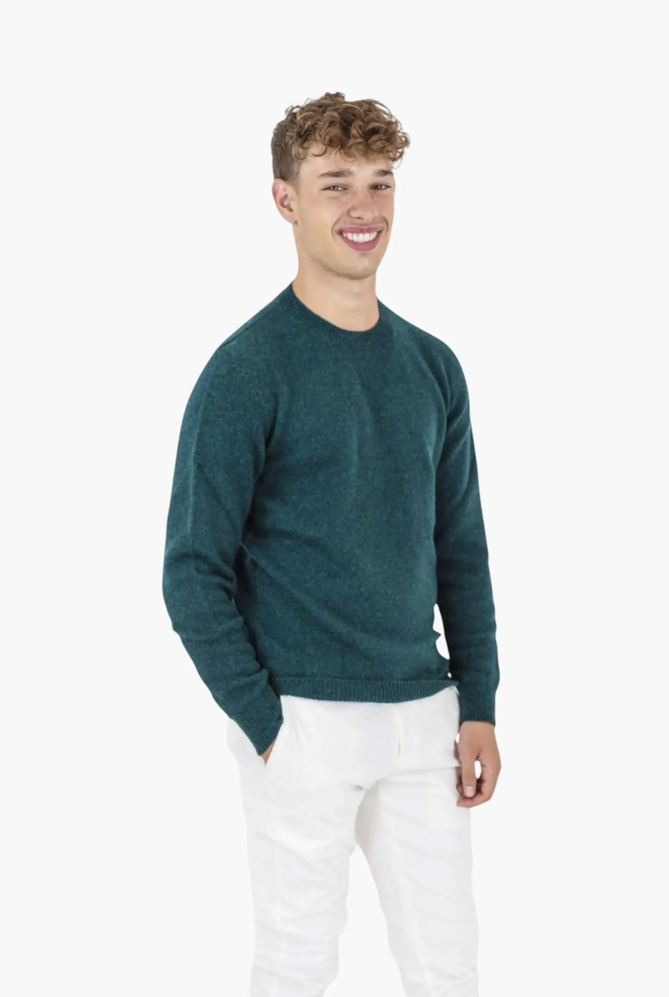 Girocollo Merino Baby Camel Verde ROBERTO COLLINA