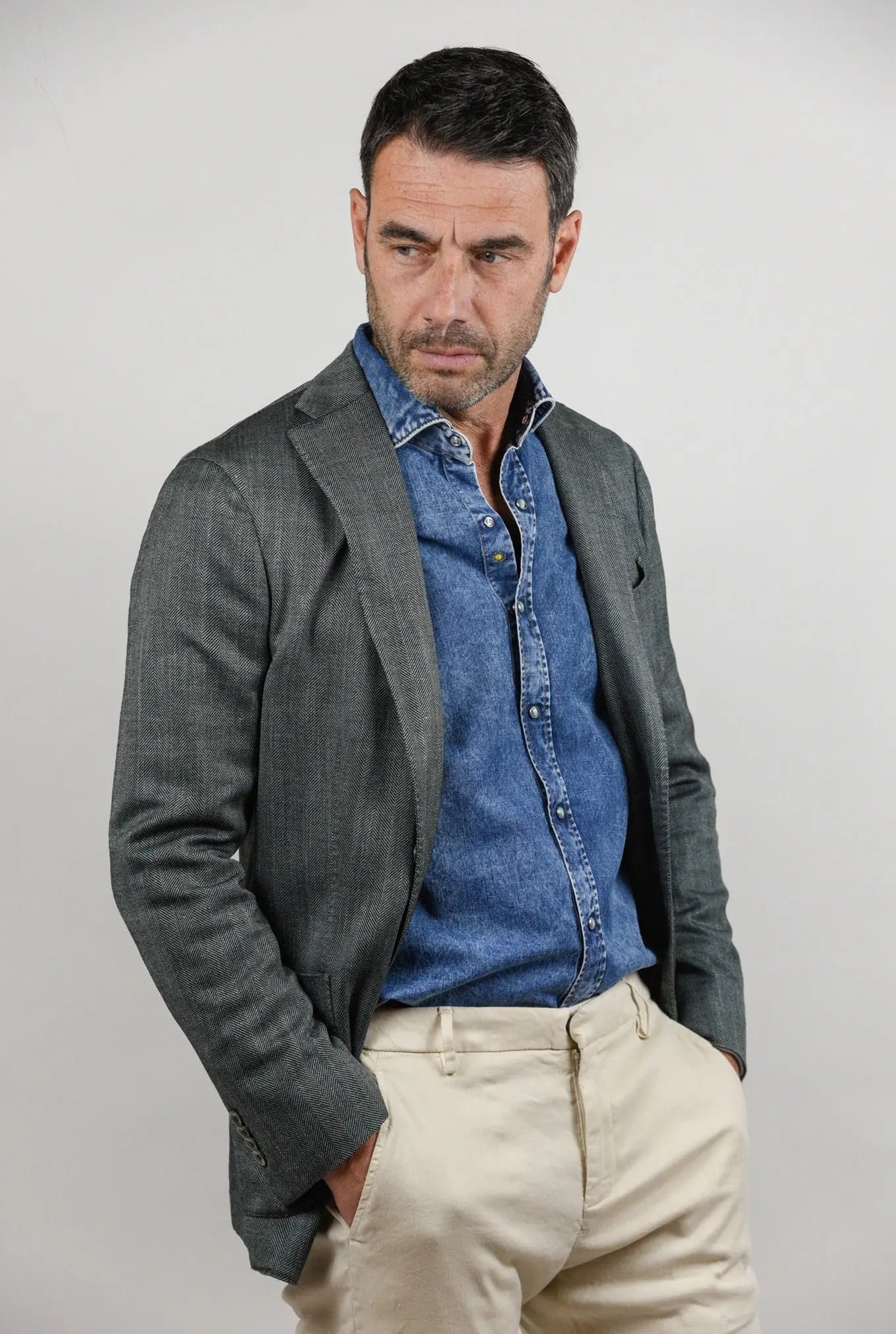 Boglioli Giacca K-Jacket spinata verde - Guarino Store