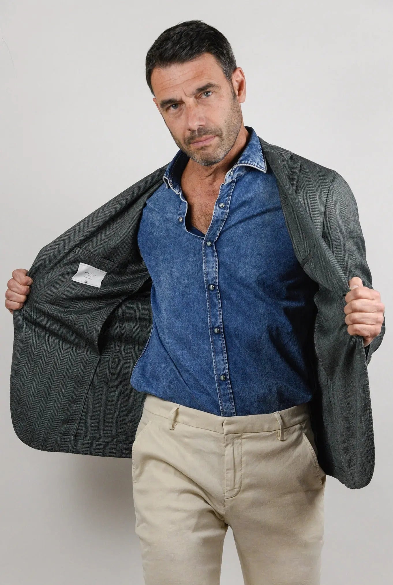 Boglioli Giacca K-Jacket spinata verde - Guarino Store