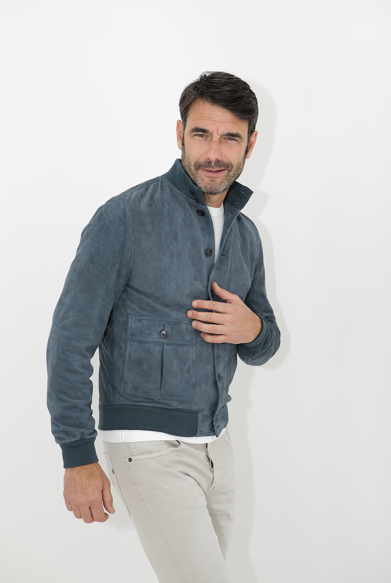 VALSTAR Giubbino in Suede Sfoderato Blu Marino - Guarino Store