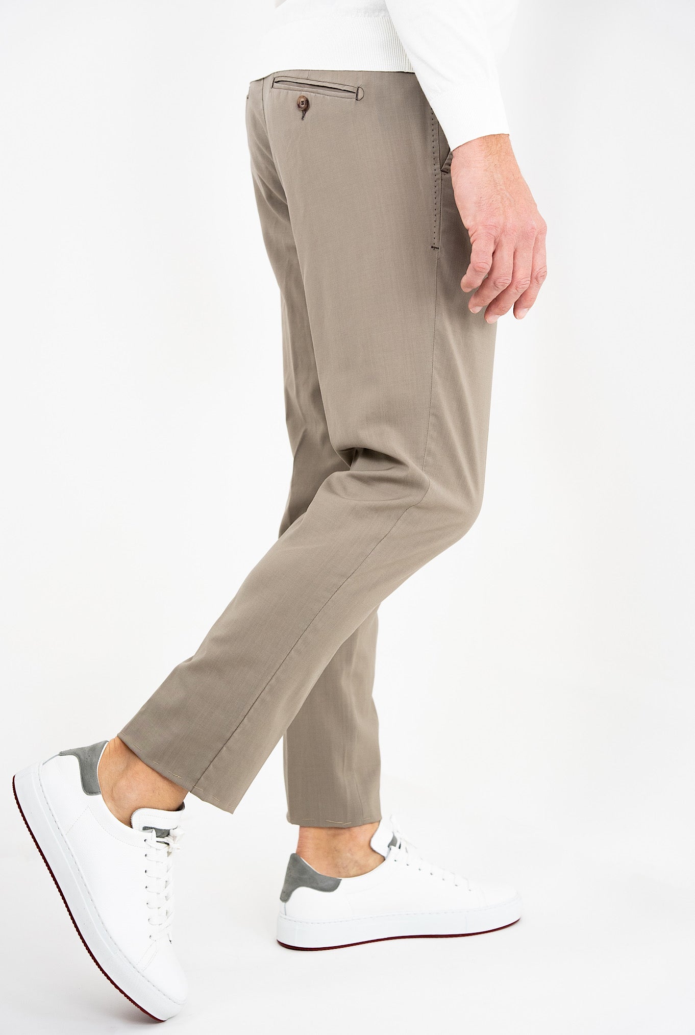 Myths Pantalone Fresco Lana con Pinces Beige - Guarino Store