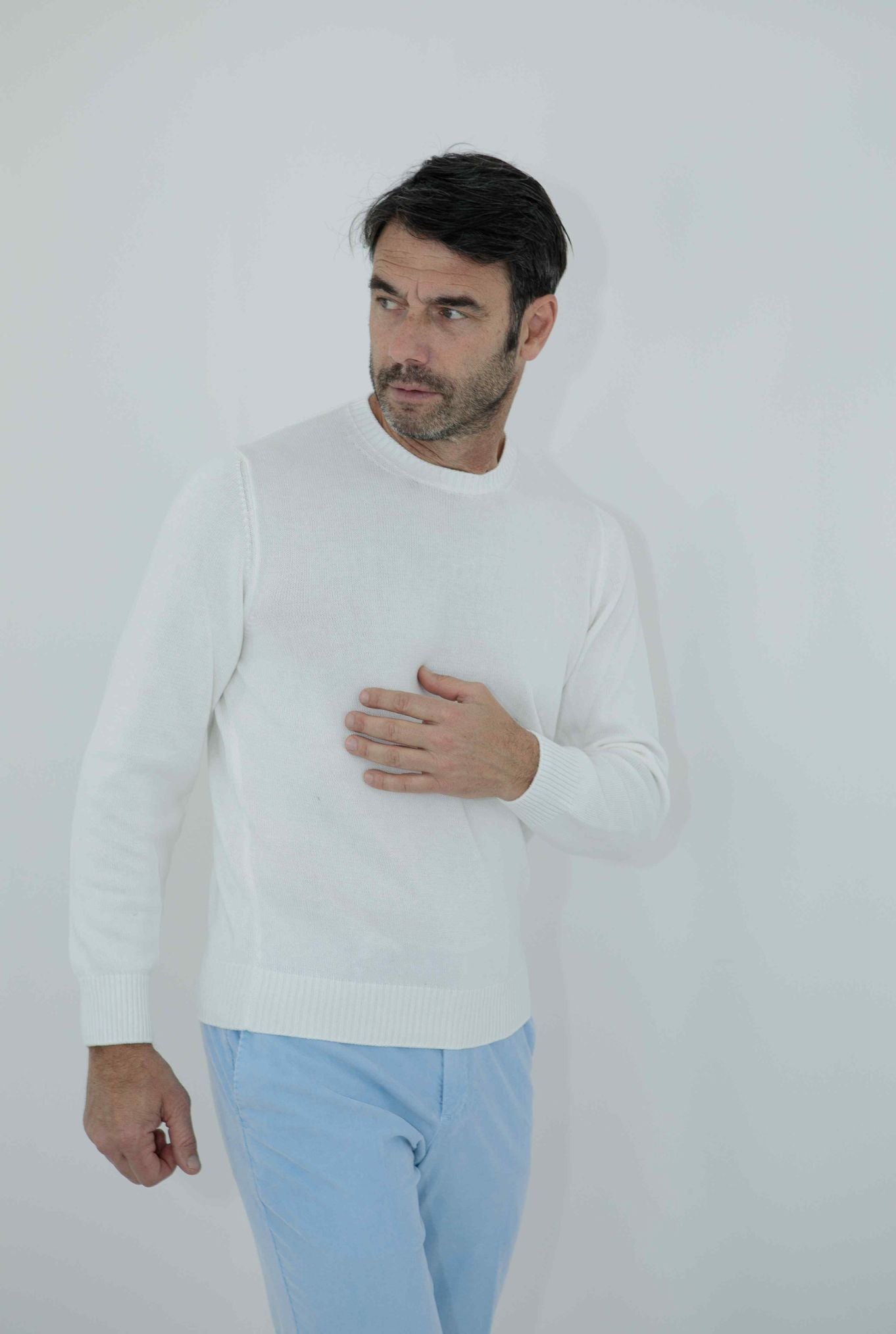 GUARINO Girocollo 2 Fili Cotone Bianco - Guarino Store