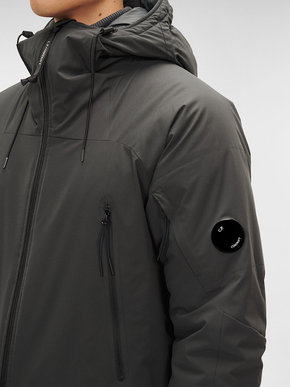 Giacca imbottita grigia con cappuccio - Guarino Store