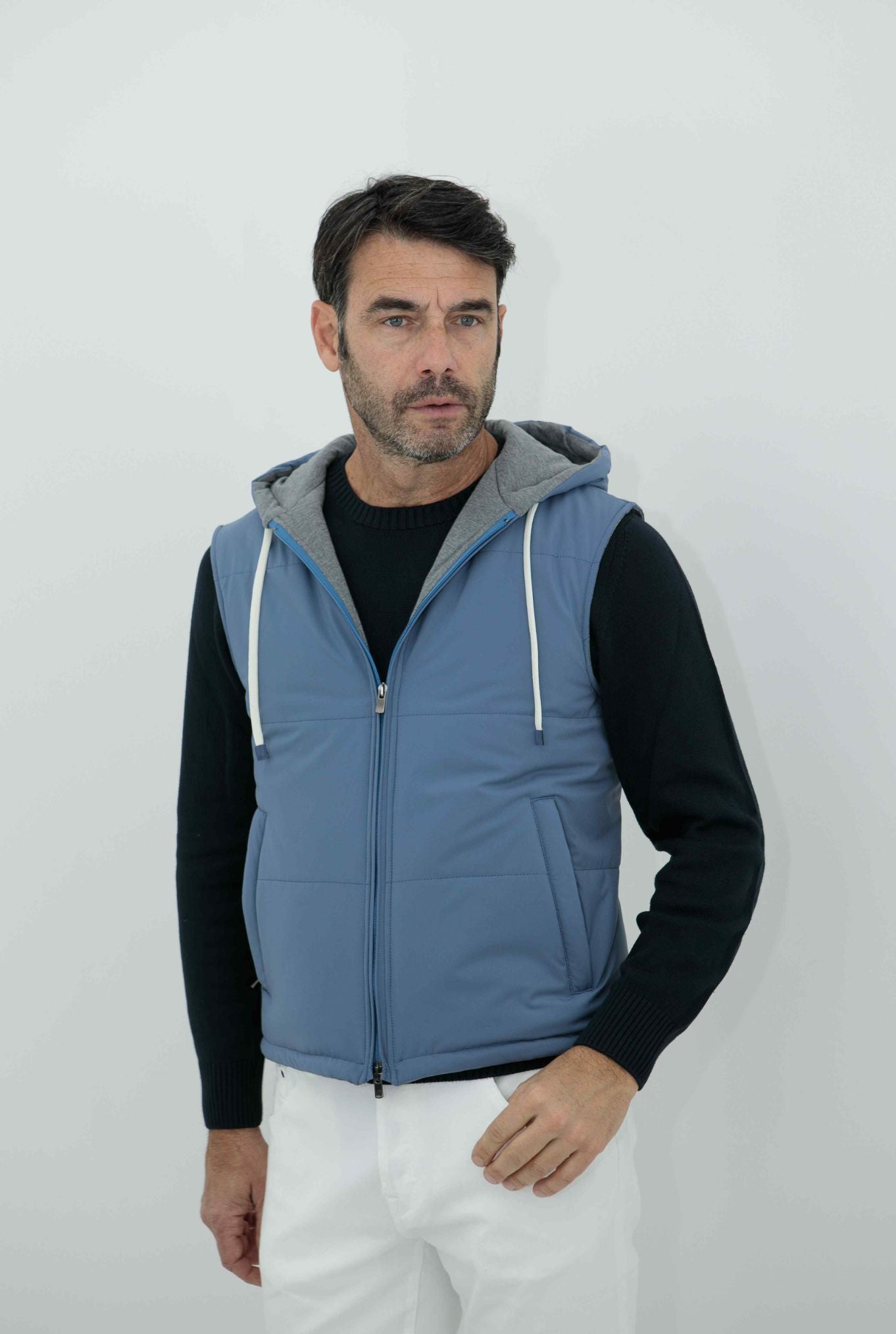 GUARINO Gilet con Cappuccio Azzurro - Guarino Store