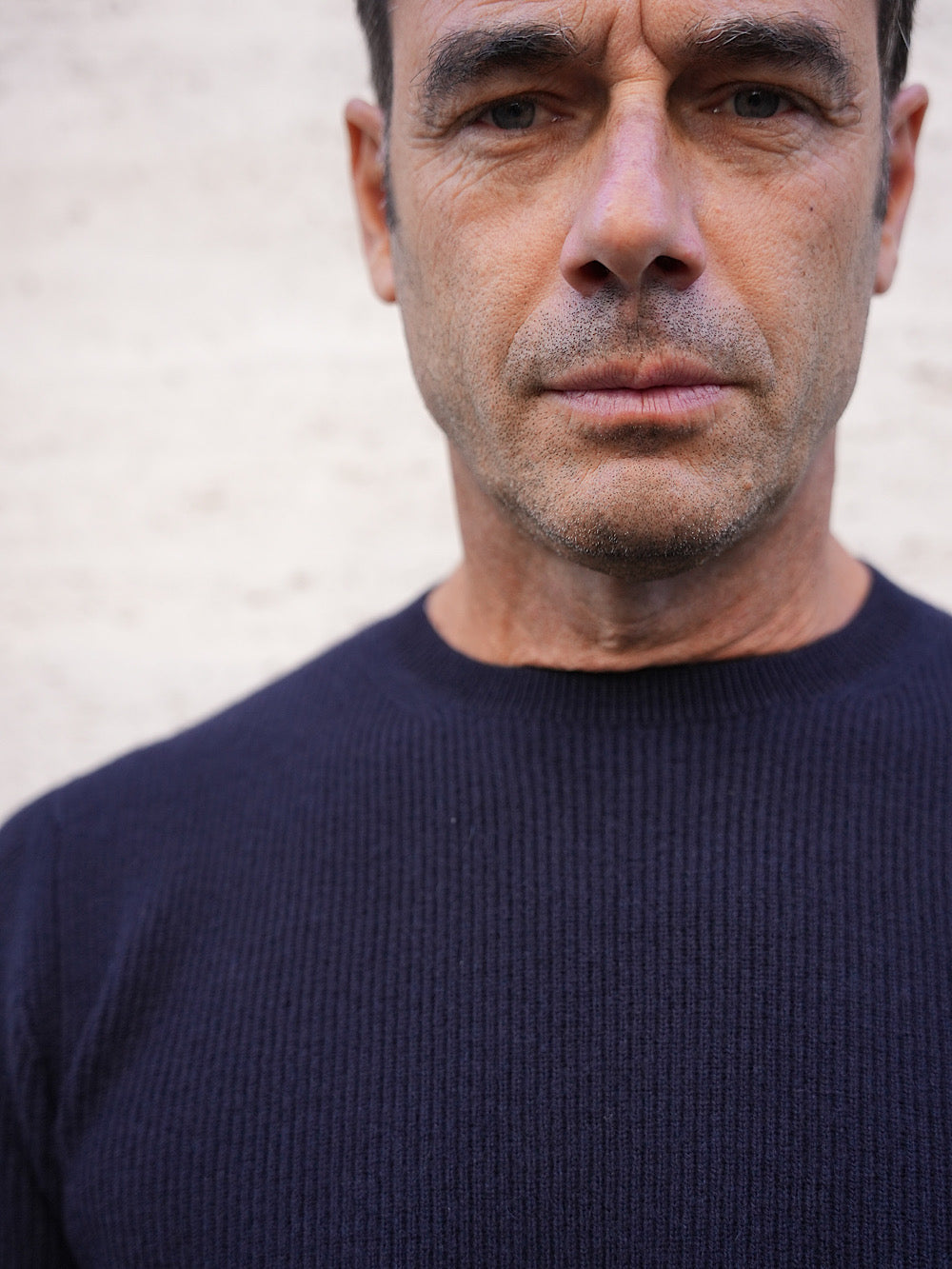 Girocollo Cashmere a Costa Inglese blu navy - Guarino Store