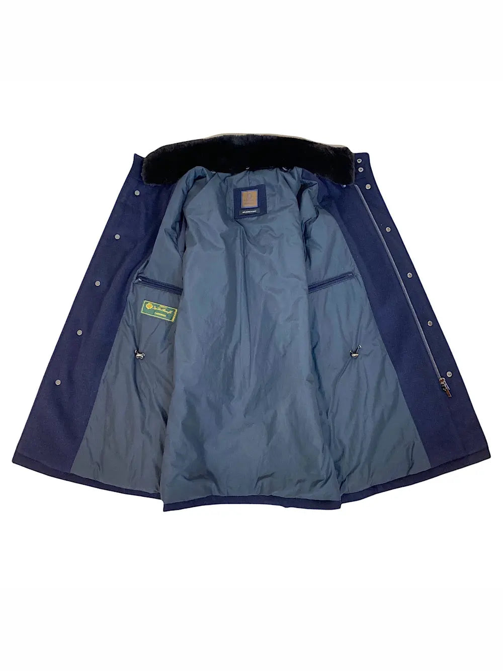 Guarino Giaccone in cashmere e castorino blu - Guarino Store
