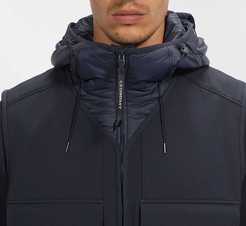 Gilet imbottito con cappuccio blu navy - Guarino Store
