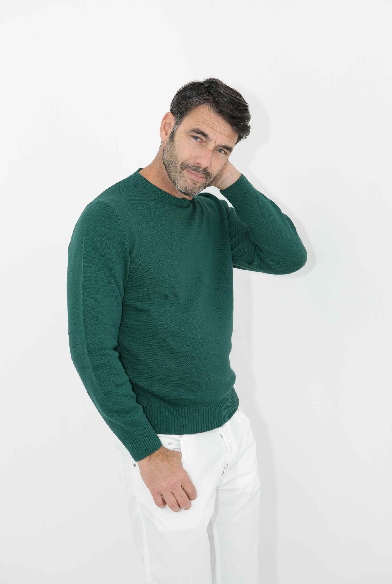 GUARINO Girocollo 2 Fili Cotone Verde - Guarino Store