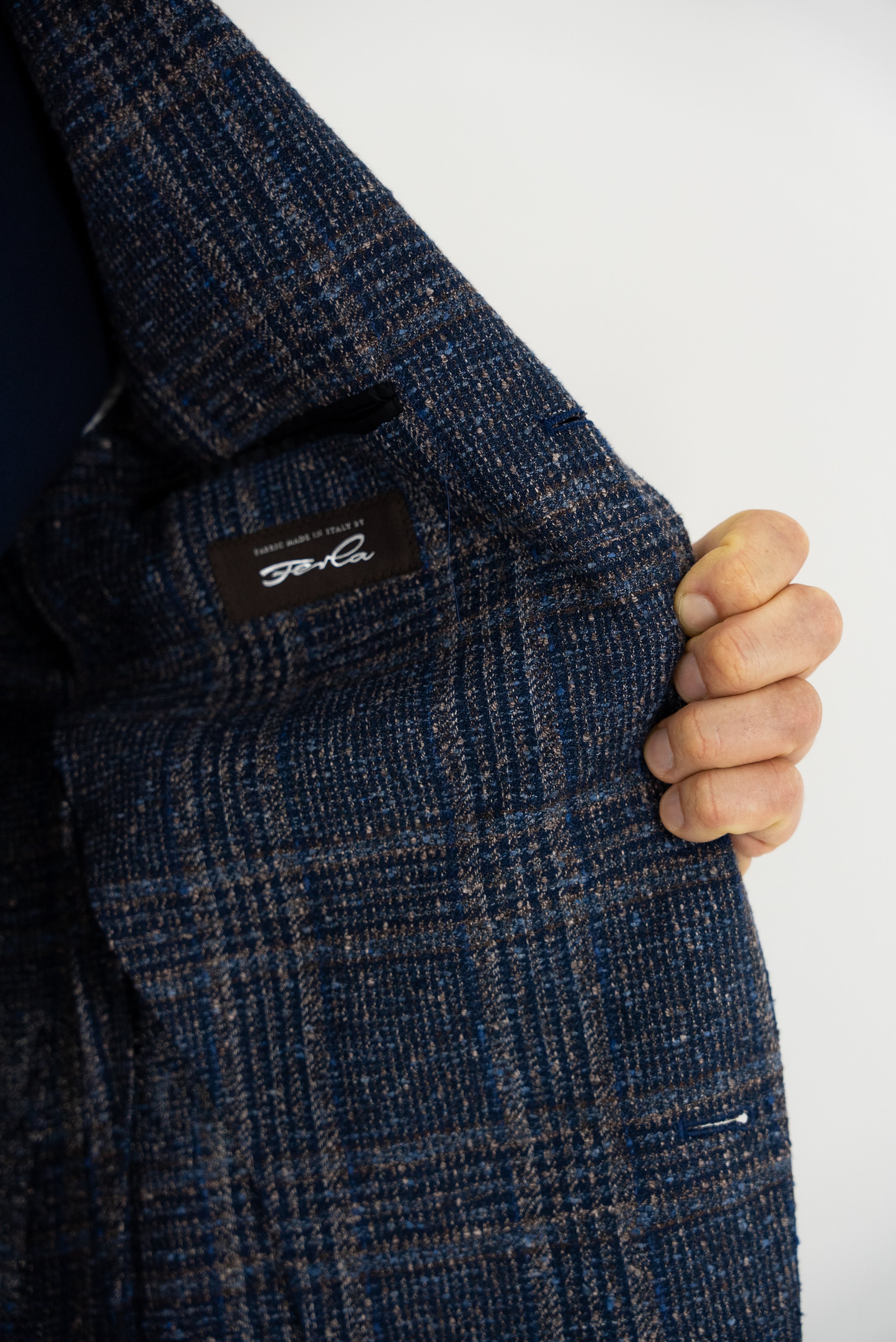 Guarino Giacca Galles in Lino Blu e Marrone - Guarino Store