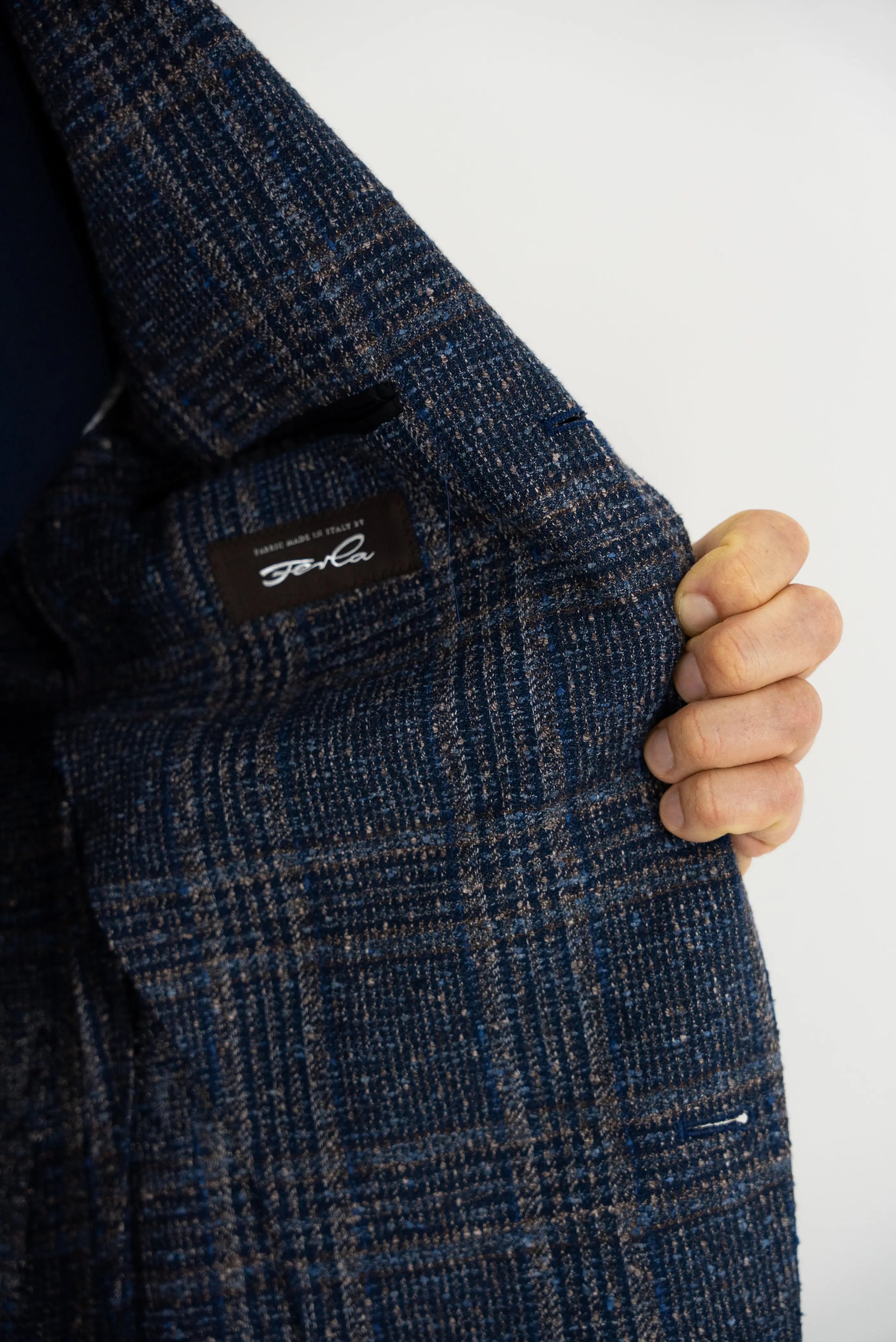 Guarino Giacca Galles in Lino Blu e Marrone - Guarino Store