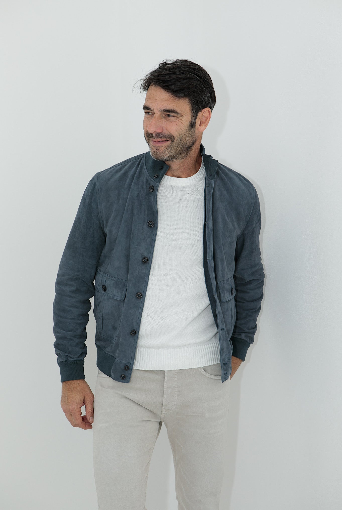 VALSTAR Giubbino in Suede Sfoderato Blu Marino - Guarino Store