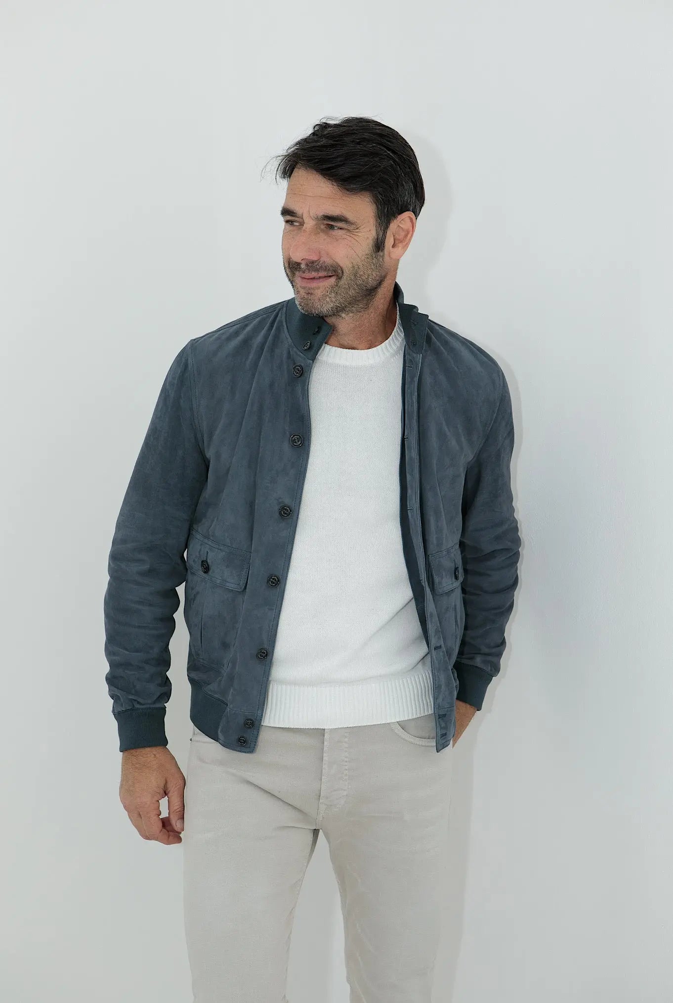 VALSTAR Giubbino in Suede Sfoderato Blu Marino - Guarino Store