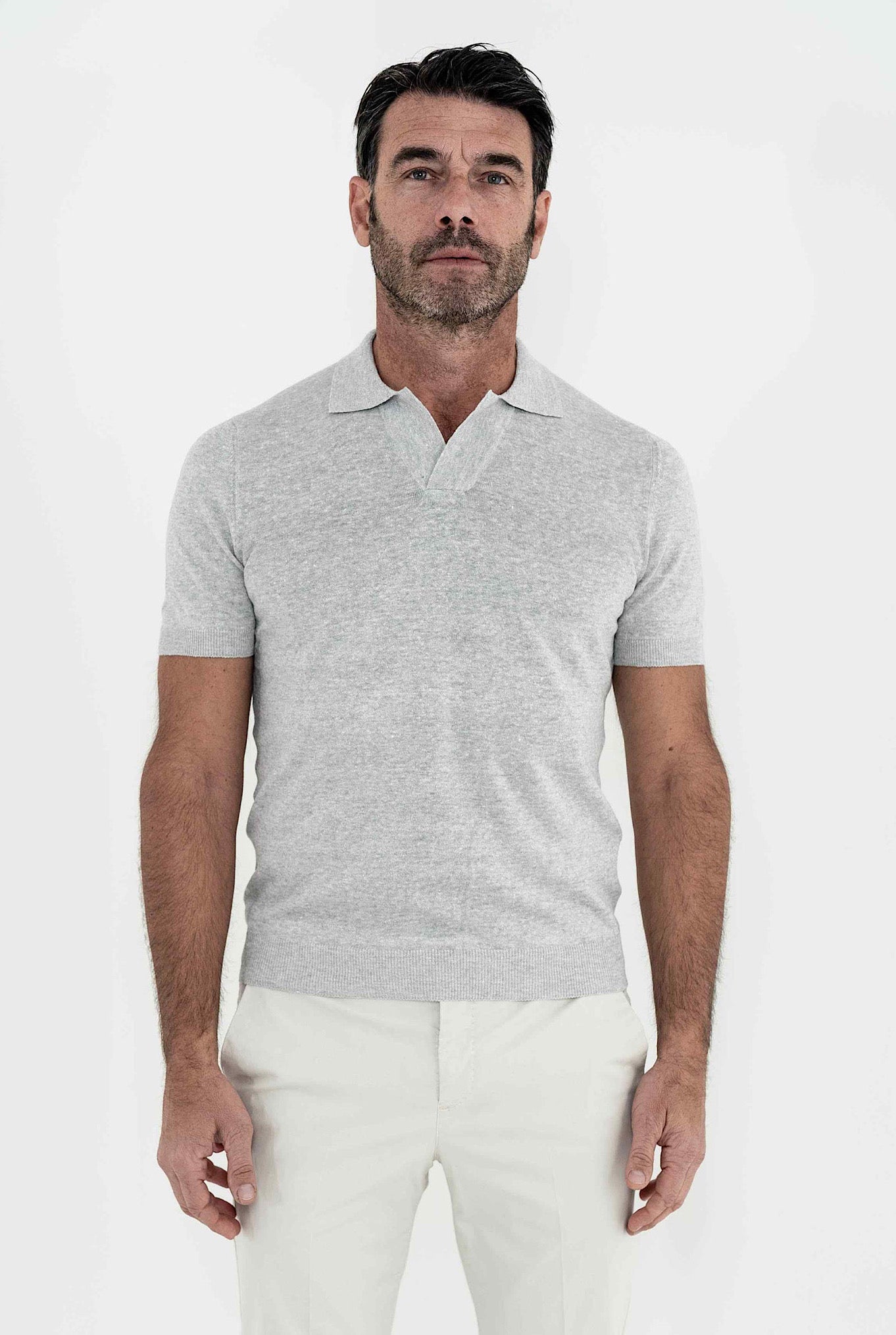 BARBA Polo Manica Corta Grigio Mélange - Guarino Store