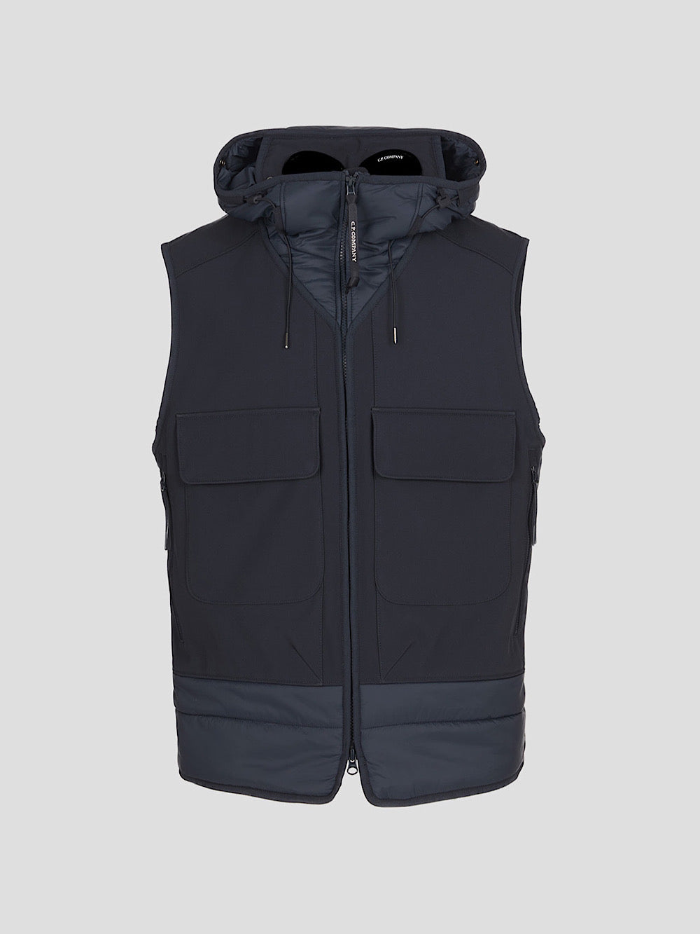 Gilet imbottito con cappuccio blu navy - Guarino Store