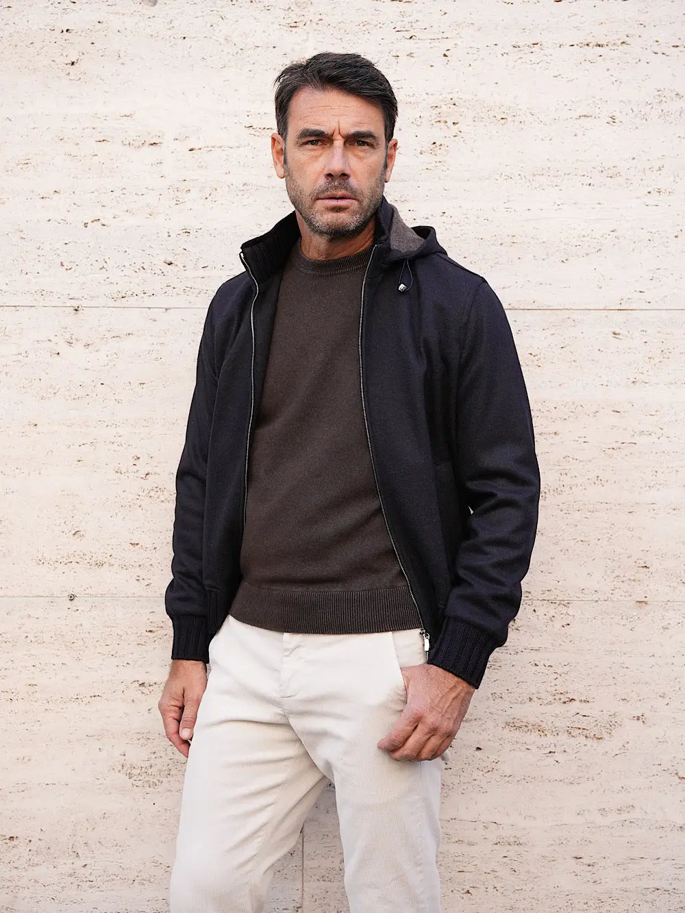 Mandelli Giubbino in cashmere con cappuccio staccabile - Guarino Store