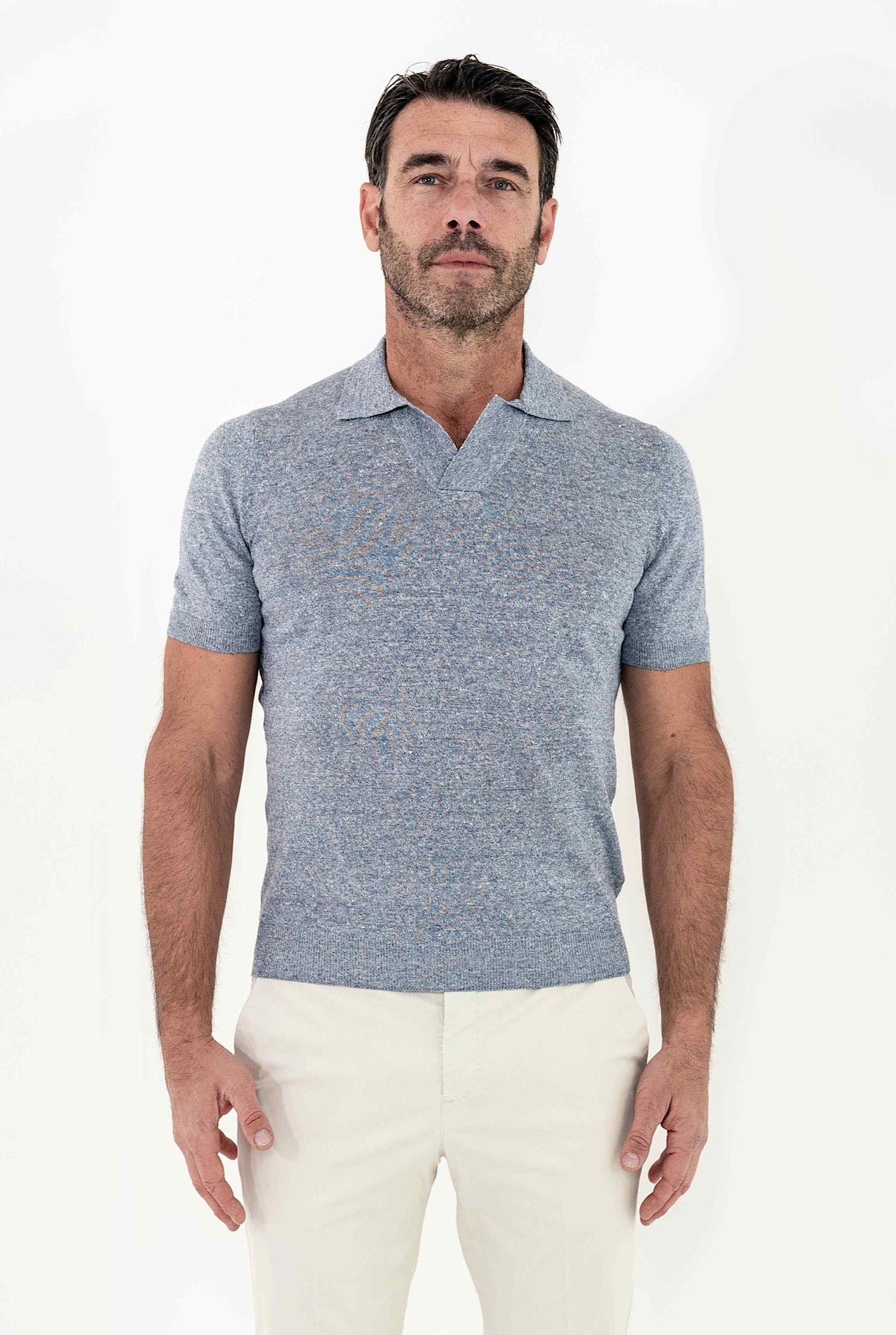 BARBA Polo Manica Corta Azzurro Mélange Guarino Store