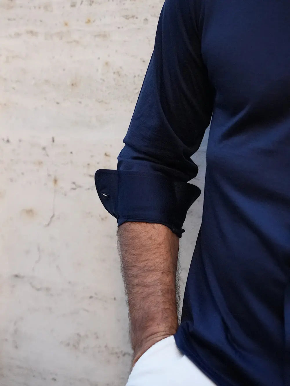 Fedeli Camicia Thomas in Jersey di Lana Blu - Guarino Store