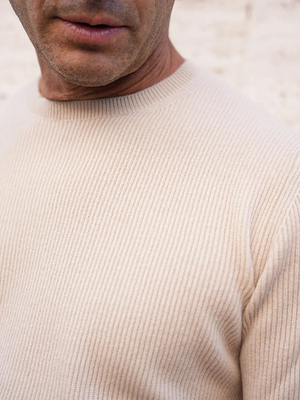 Girocollo Cashmere a Costa Inglese burro - Guarino Store