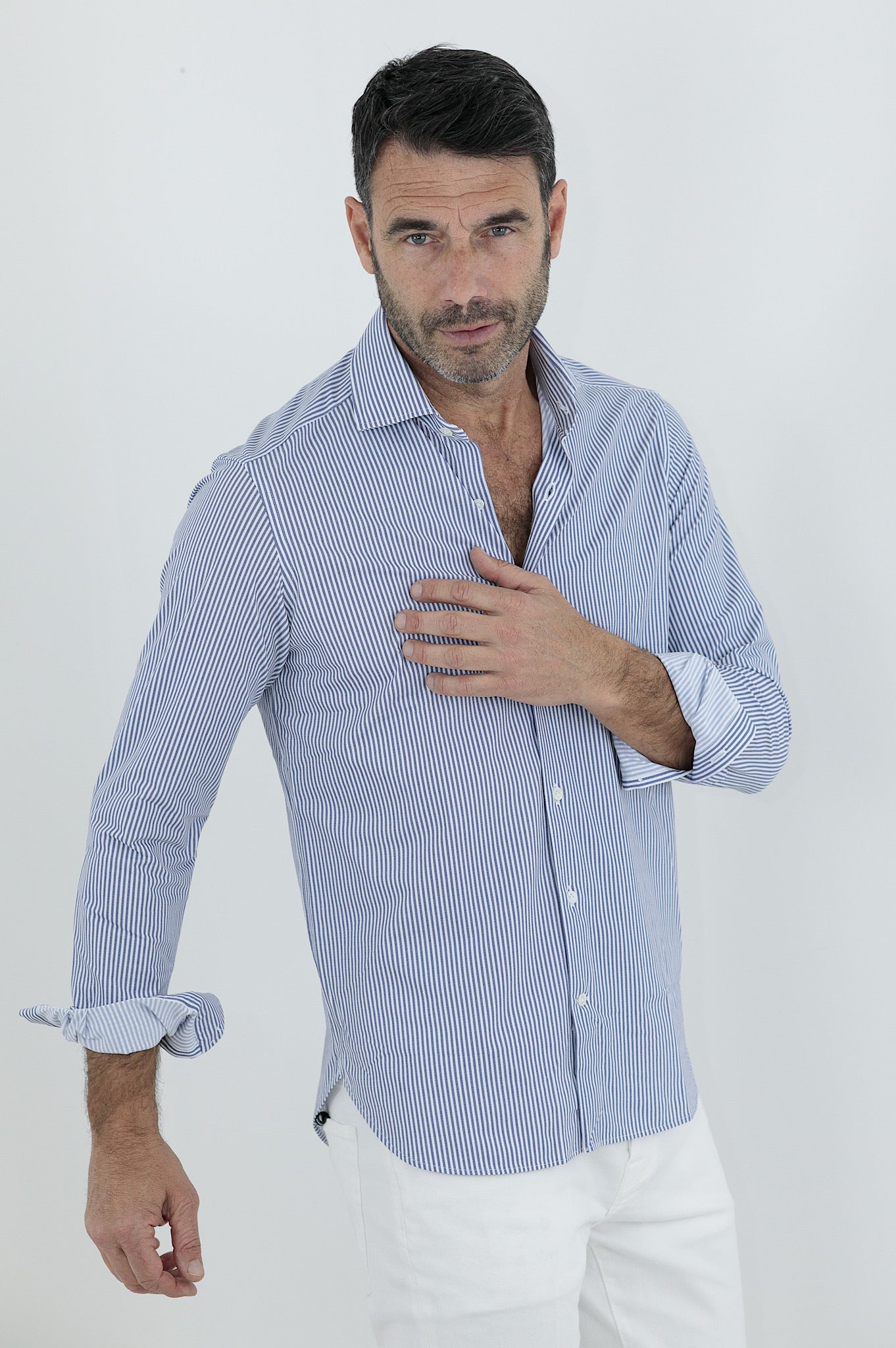 FFF Camicia Active High Tech Stretch Righe Blu - Guarino Store