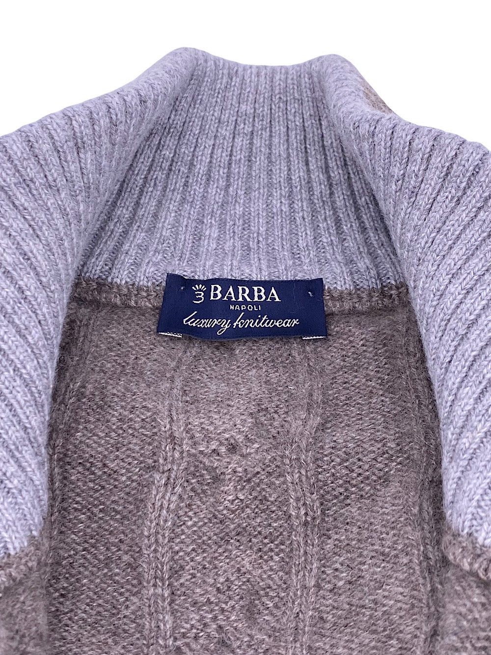 Barba Cardigan in Cashmere a Treccia tortora - Guarino Store
