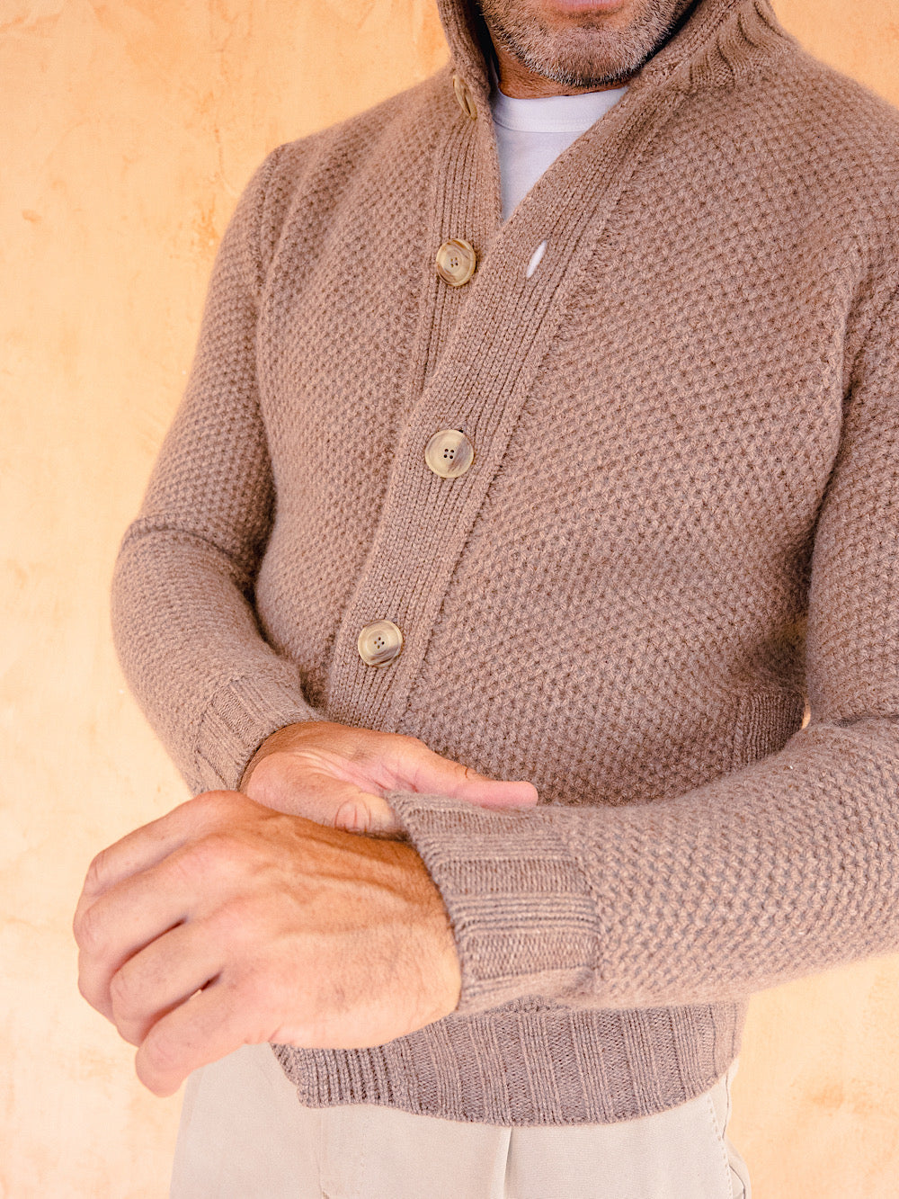 Giacca in maglia cashmere nocciola - Guarino Store