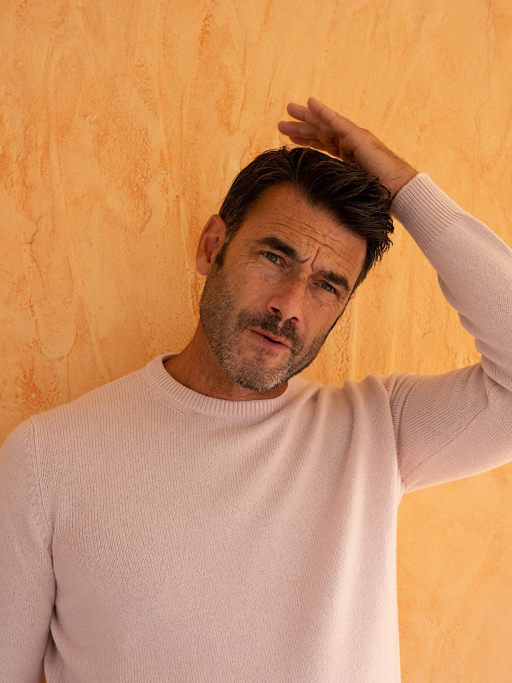 Girocollo cashmere tessuto Loro Piana panna - Guarino Store