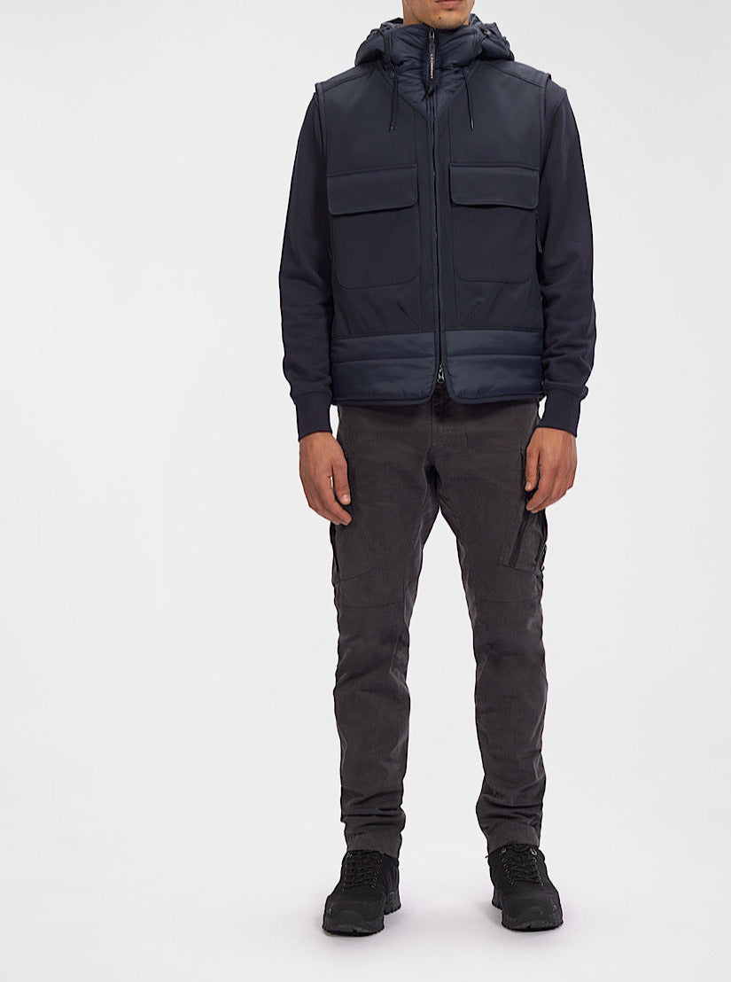 Gilet imbottito con cappuccio blu navy - Guarino Store