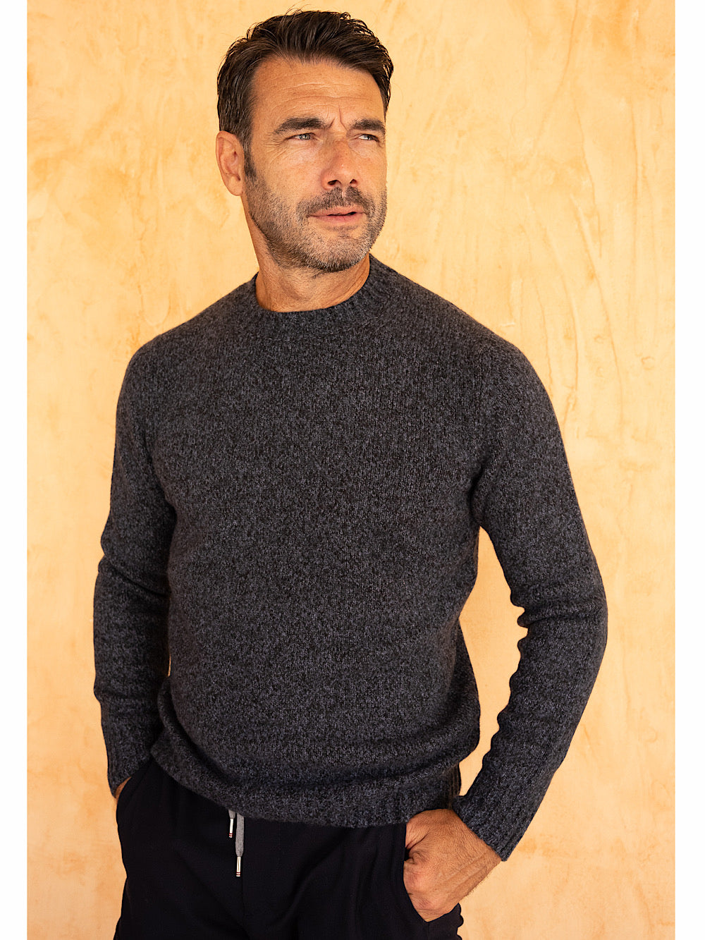 Settefili Cashmere Girocollo cashmere e seta blu mèlange - Guarino Store